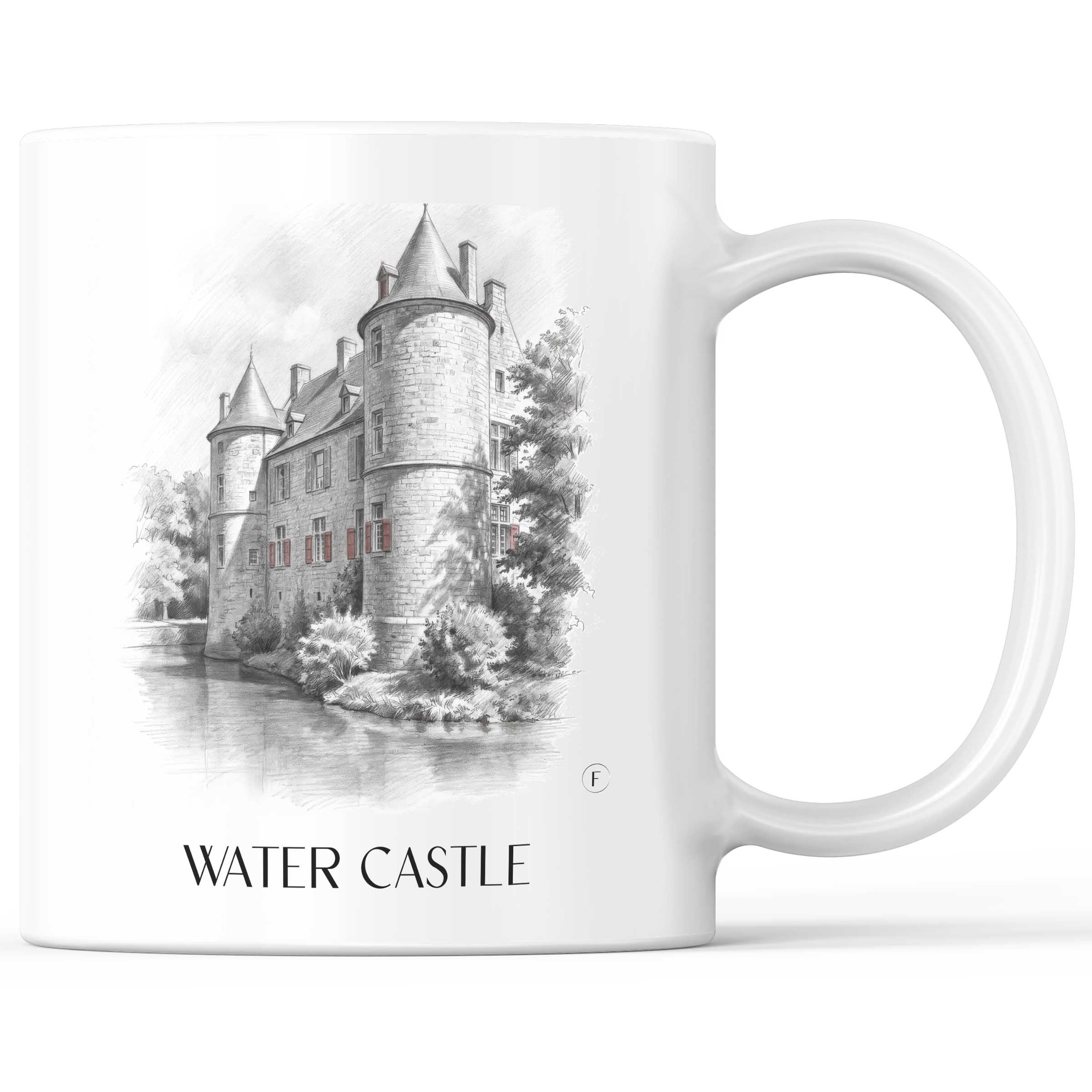 Wasserburg Kaffeebecher - Ratingen - Deutschland Becher - Kaffeetasse im Zeichnung Stil