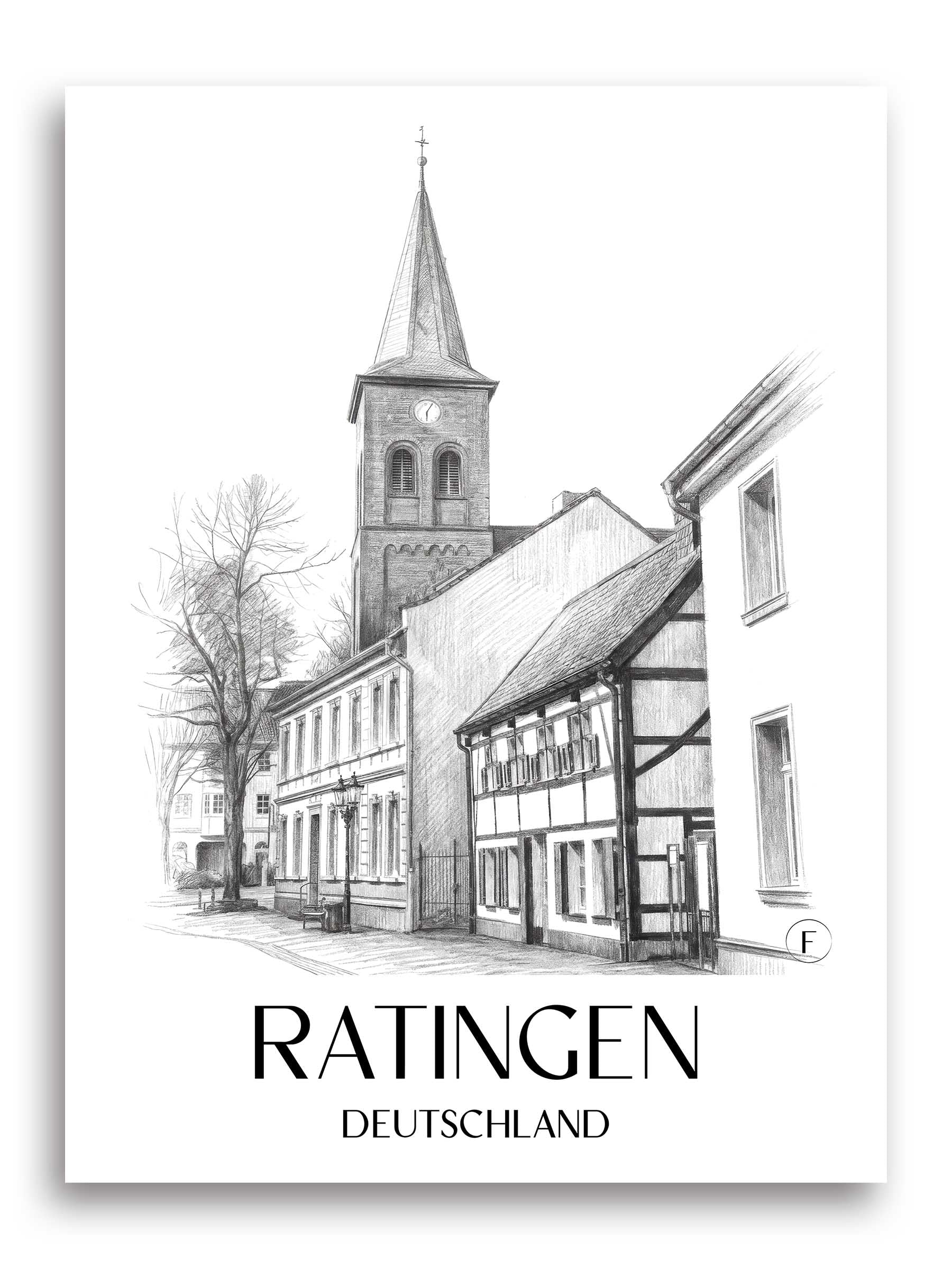 ratingen-deutschland-poster-bleistift-zeichnung-drawing