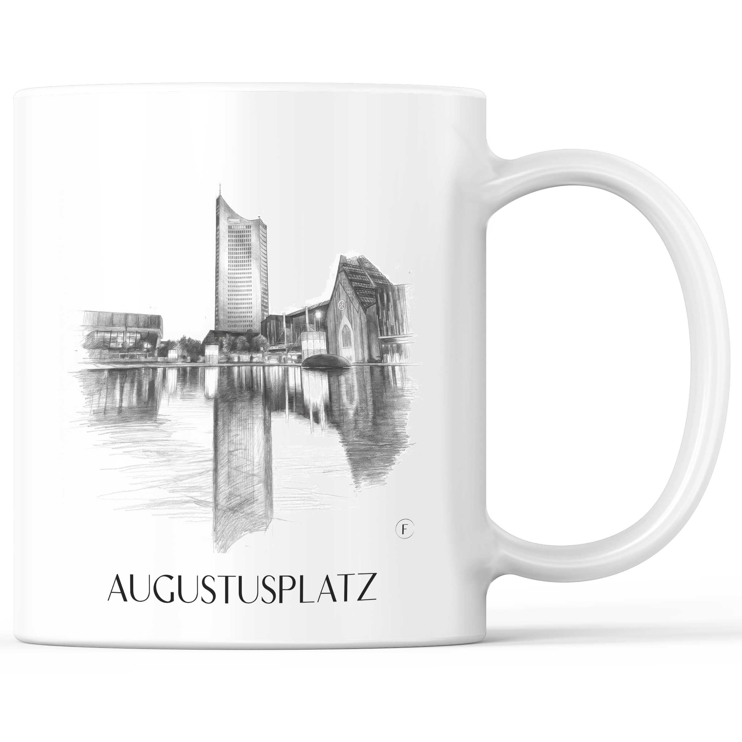 Augustusplatz Kaffeebecher - Leipzig - Deutschland Becher - Kaffeetasse im Zeichnung Stil