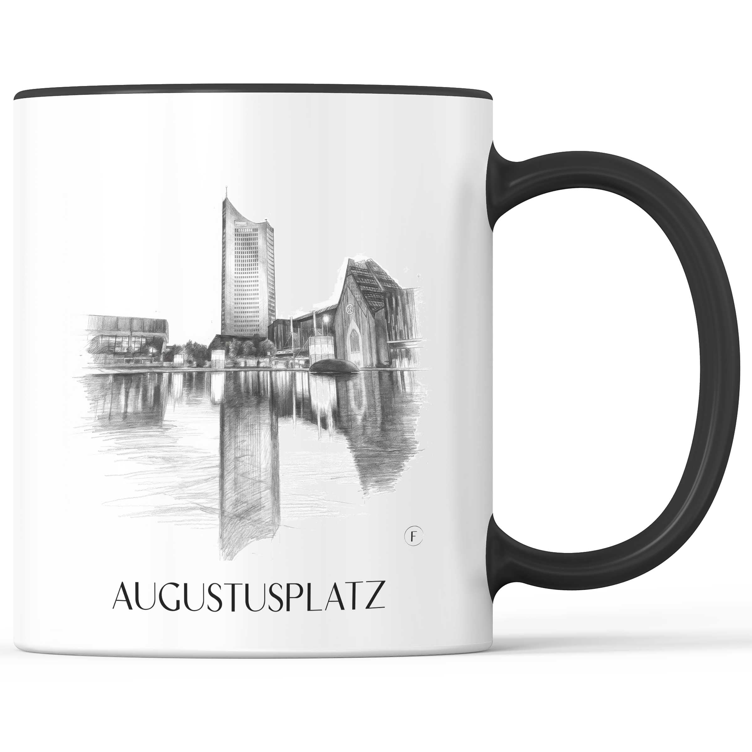 Augustusplatz Kaffeebecher - Leipzig - Deutschland Becher - Kaffeetasse im Zeichnung Stil
