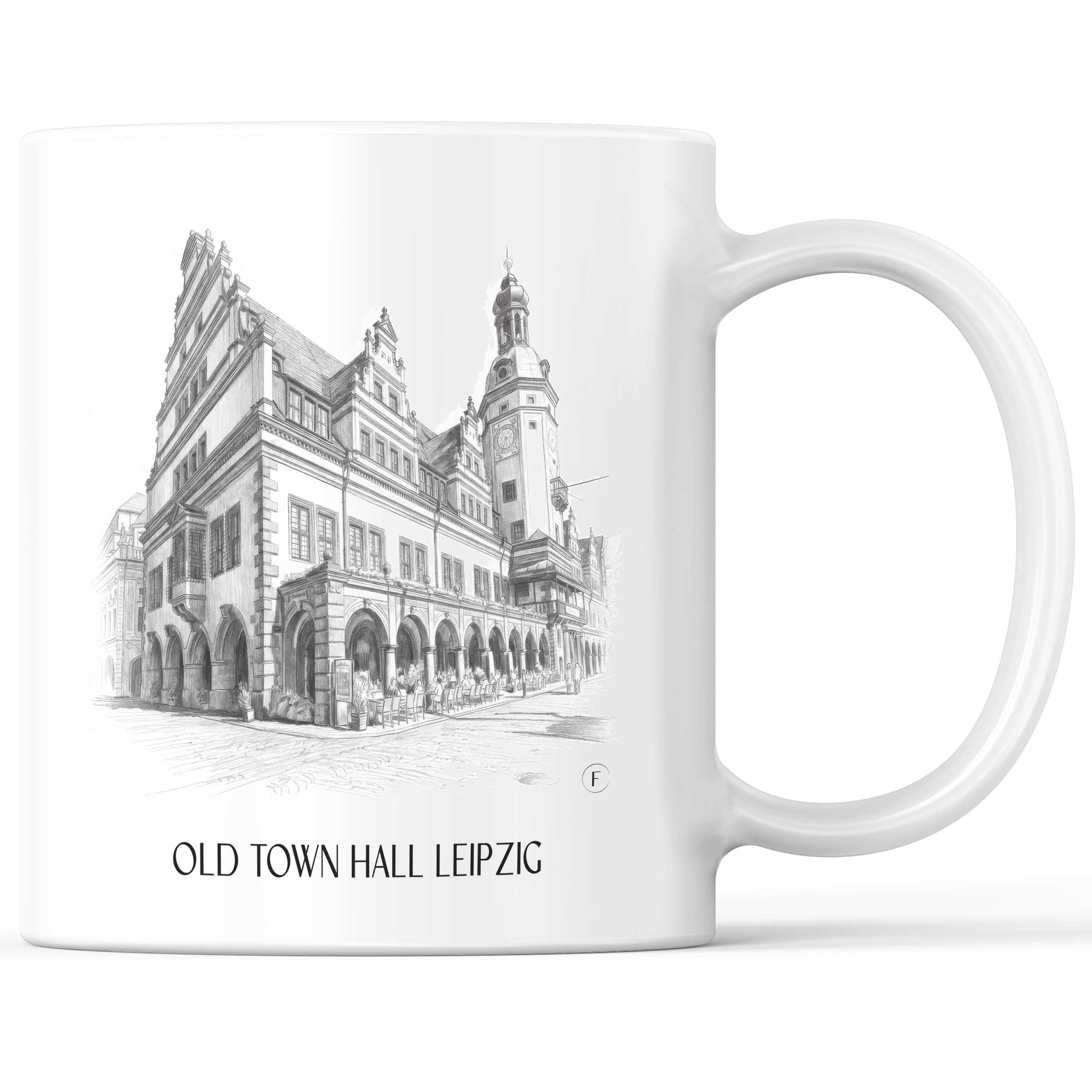 Altes Rathaus Kaffeebecher - Leipzig - Deutschland Becher - Kaffeetasse im Zeichnung Stil