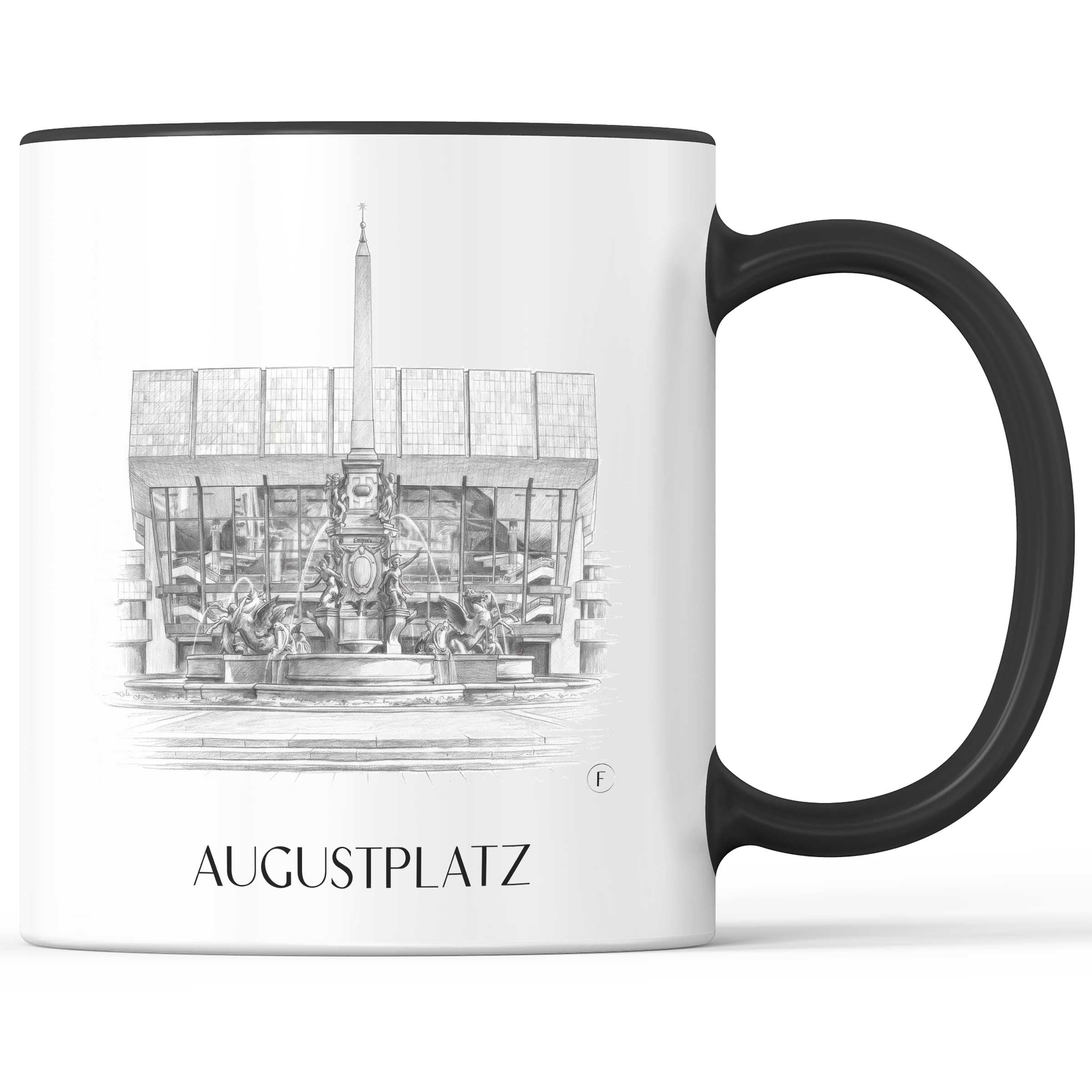 Augustplatz Kaffeebecher - Leipzig - Deutschland Becher - Kaffeetasse im Zeichnung Stil