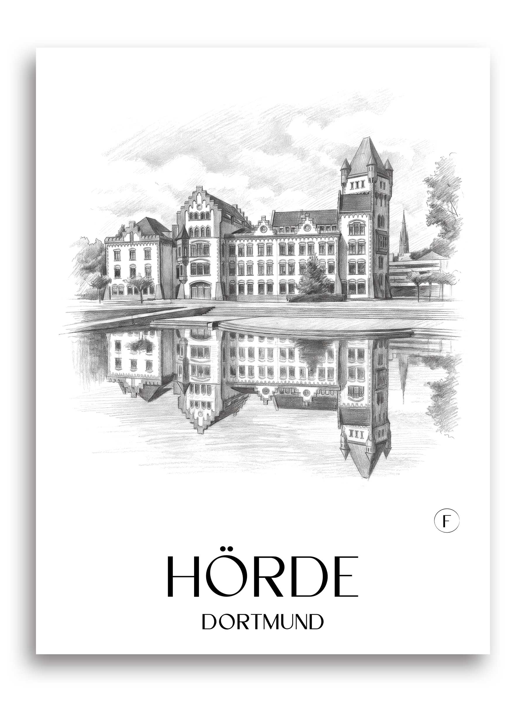 Hörde Poster - Dortmund - Deutschland Kunstdruck - Zeichnung von A4 bis A1