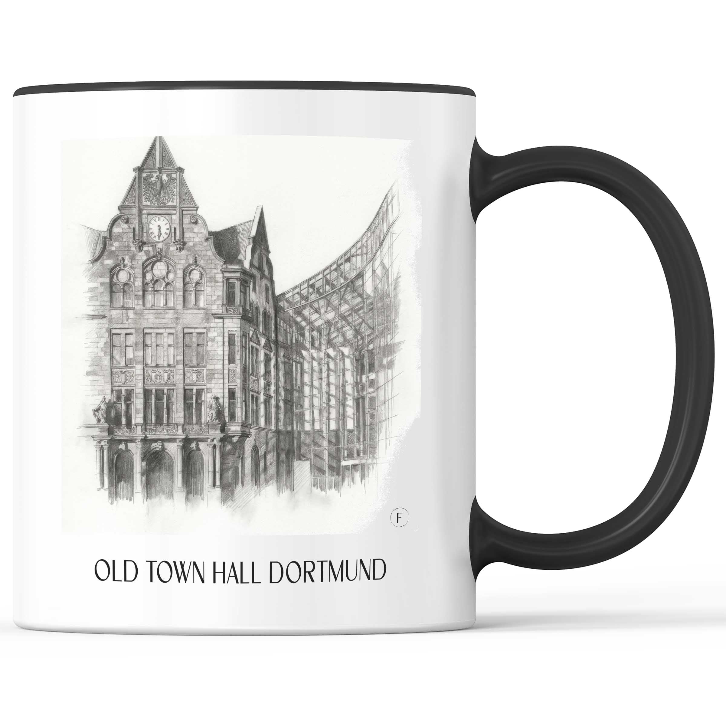Altes Stadthaus Kaffeebecher - Dortmund - Deutschland Becher - Kaffeetasse im Zeichnung Stil