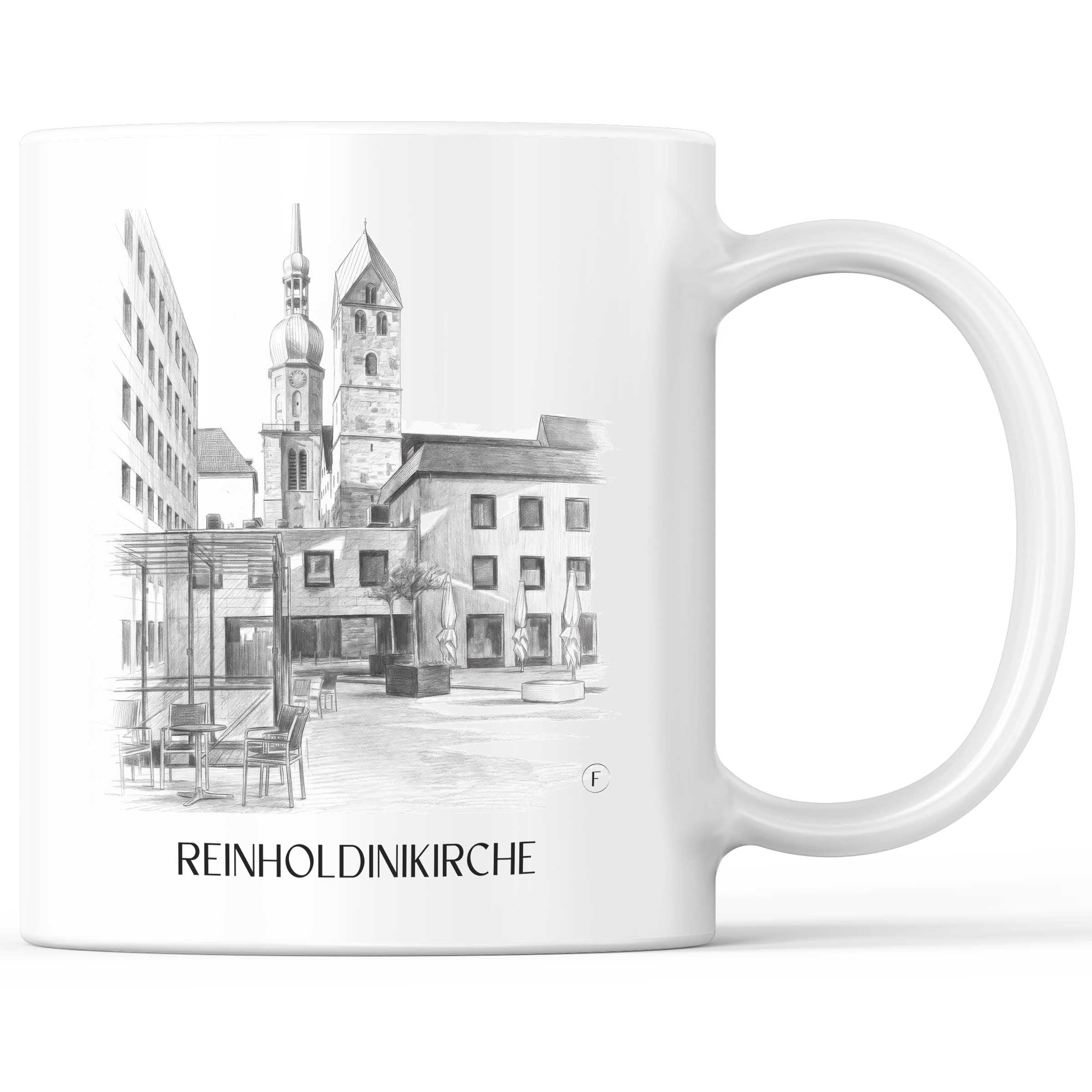 Reinholdinikirche Kaffeebecher - Dortmund - Deutschland Becher - Kaffeetasse im Zeichnung Stil