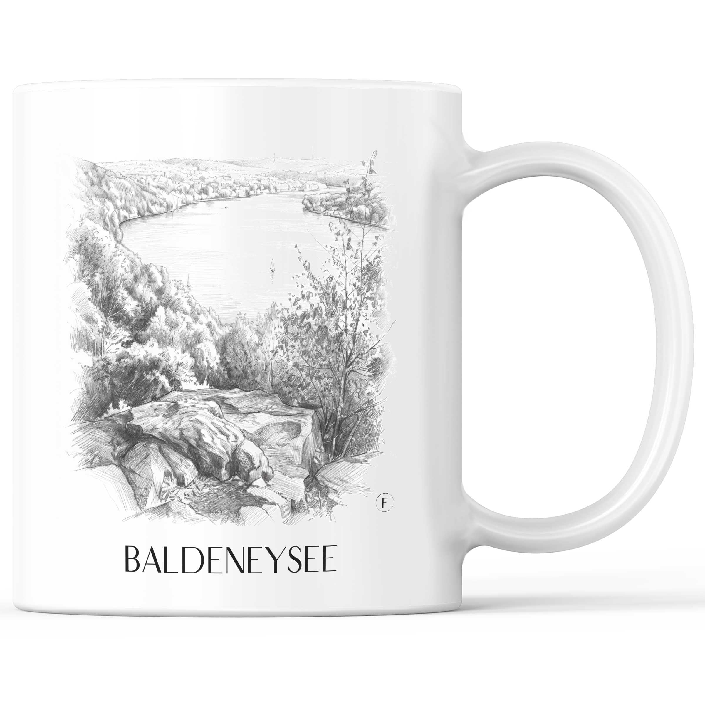 Baldeneysee Kaffeebecher - Essen - Deutschland Becher - Kaffeetasse im Zeichnung Stil