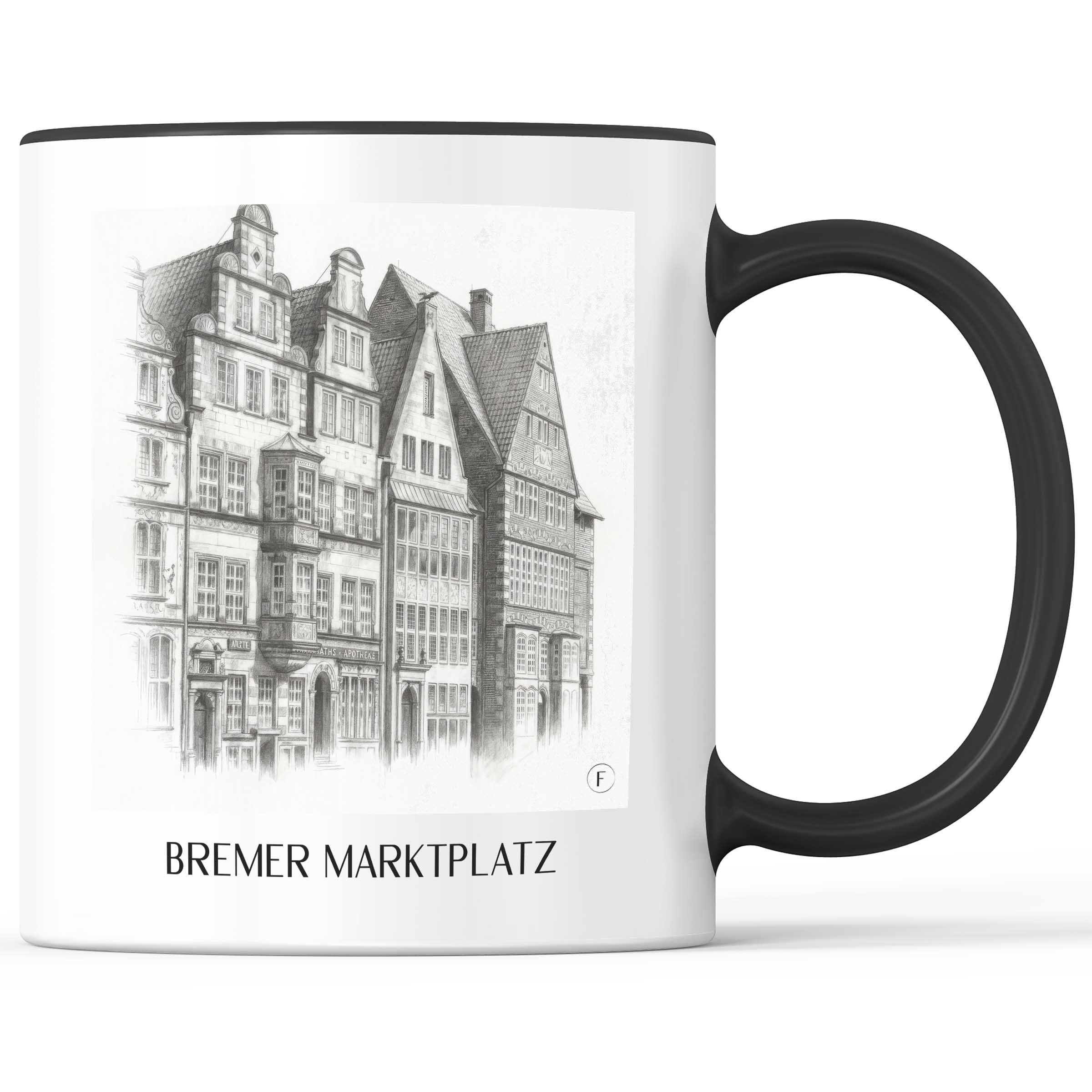 marktplatz-bremen-deutschland-kaffeebecher-bleistift-zeichnung-drawing