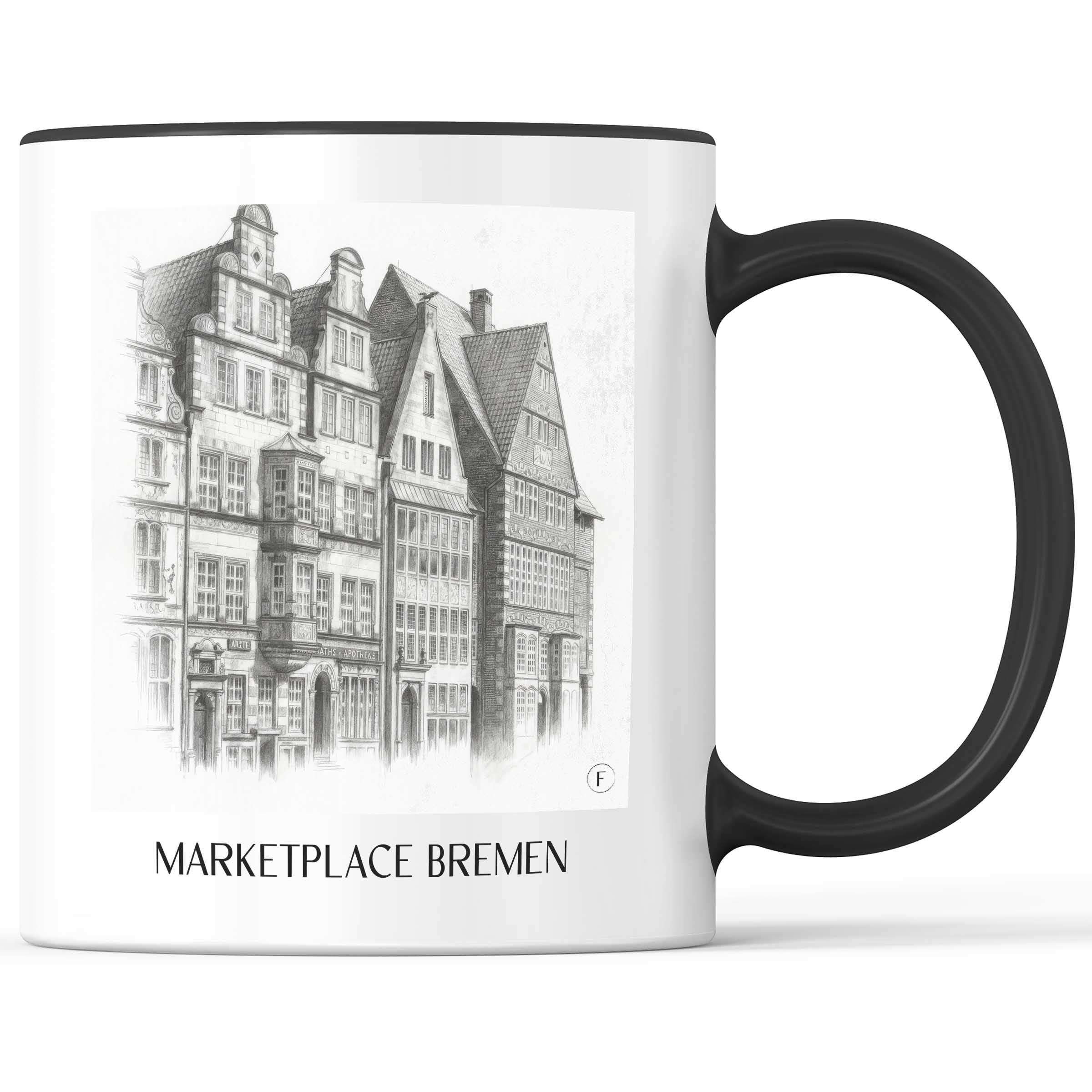 Marktplatz Kaffeebecher - Bremen - Deutschland Becher - Kaffeetasse im Zeichnung Stil
