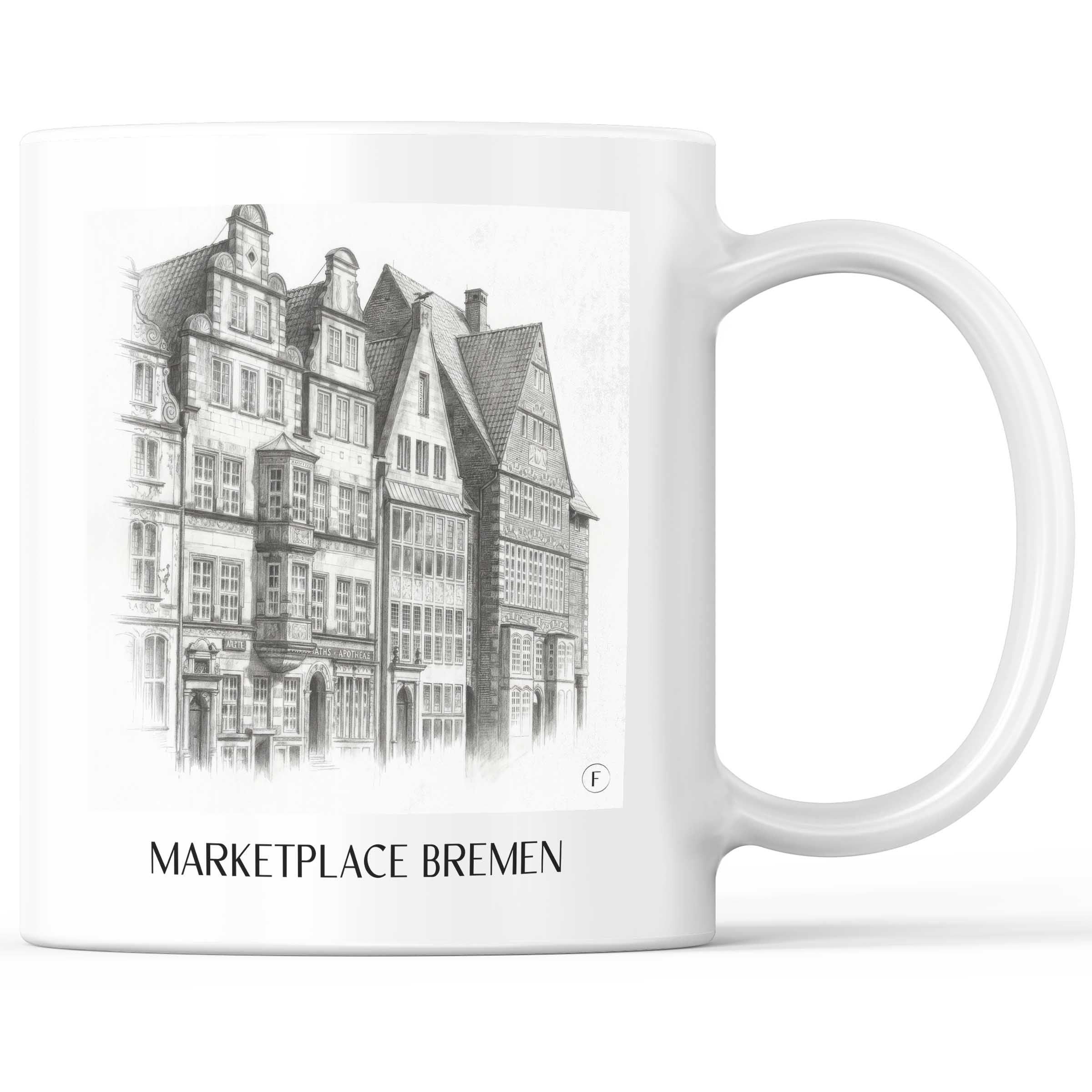 Marktplatz Kaffeebecher - Bremen - Deutschland Becher - Kaffeetasse im Zeichnung Stil