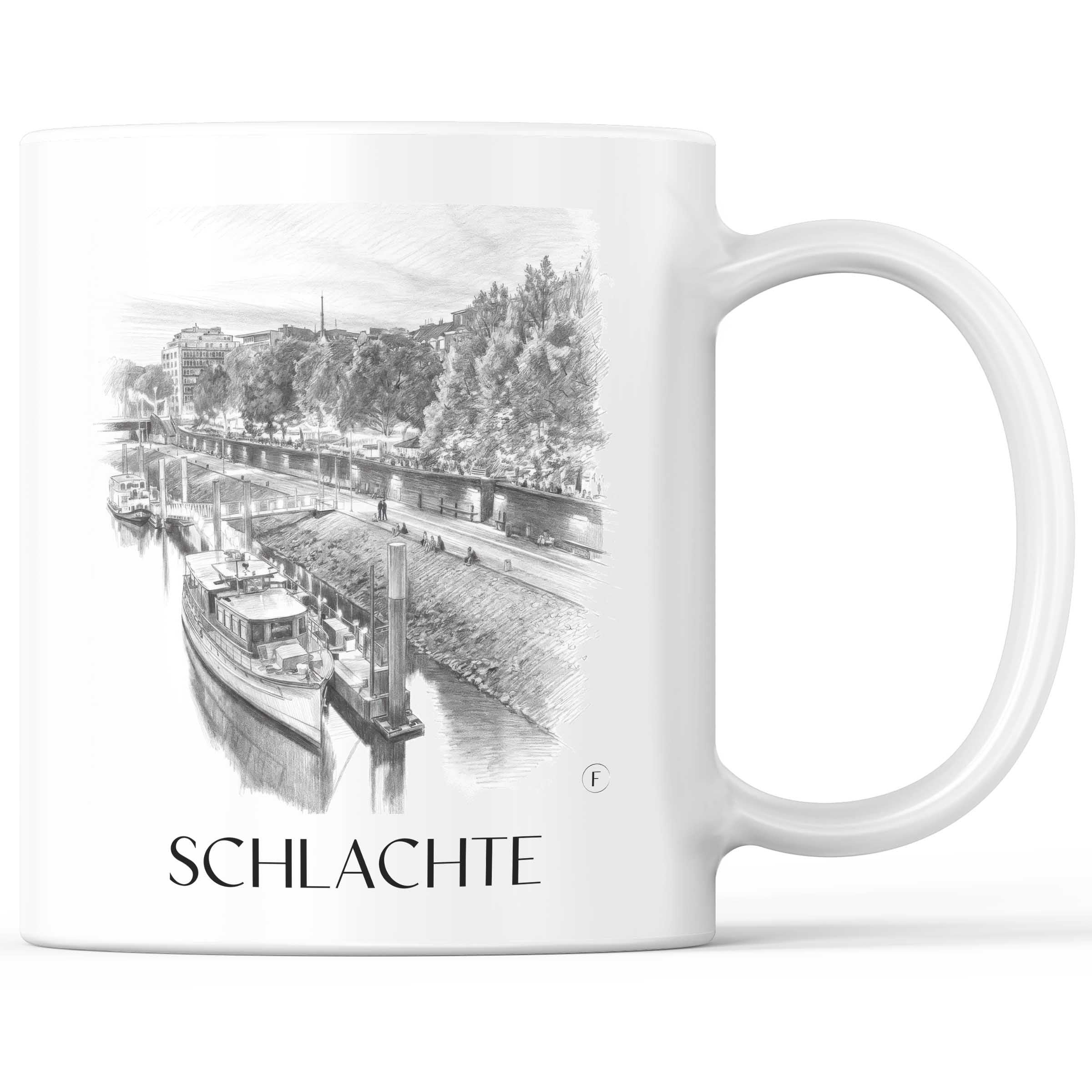 Schlachte Kaffeebecher - Bremen - Deutschland Becher - Kaffeetasse im Zeichnung Stil