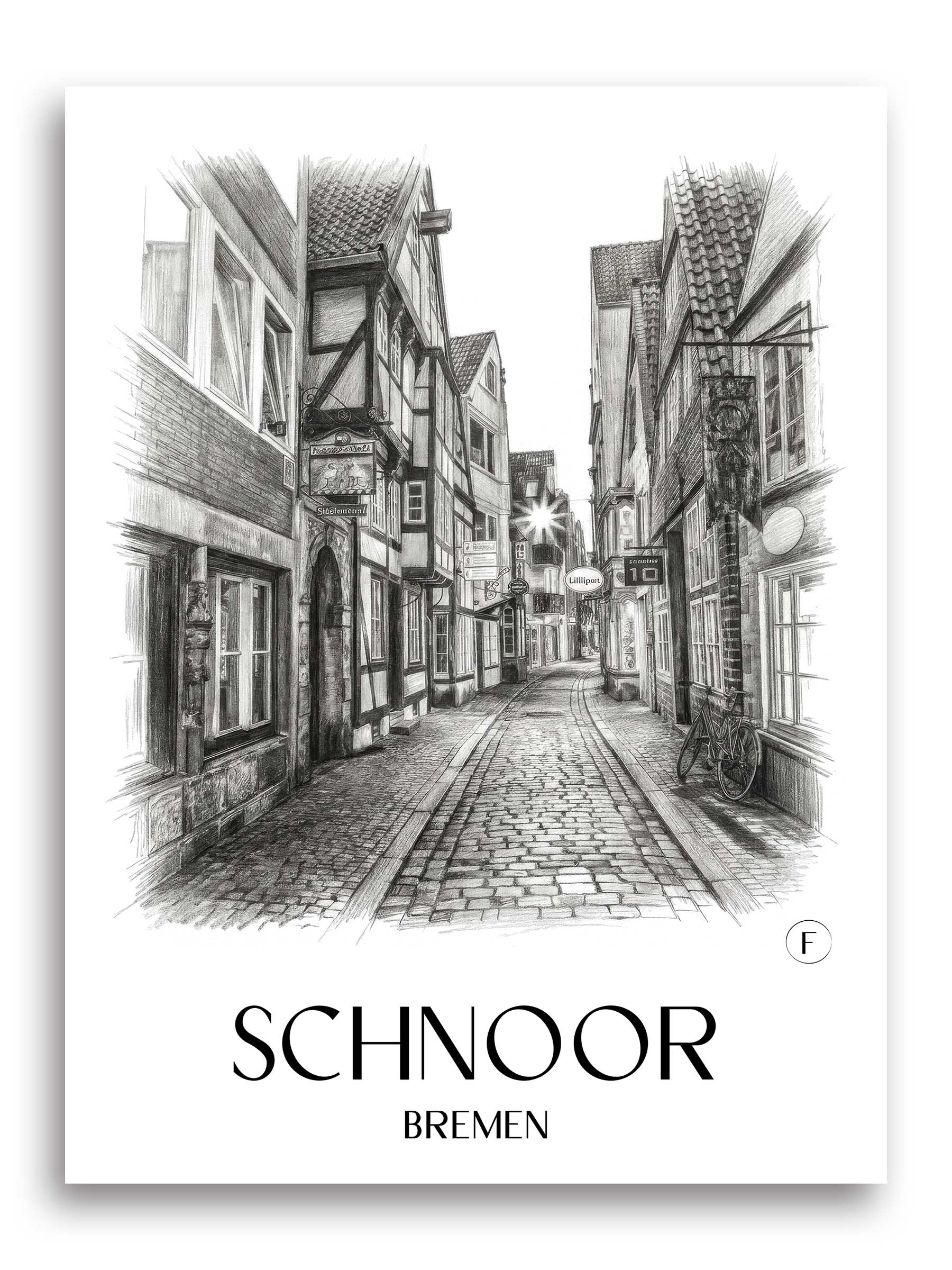 schnoor-bremen-deutschland-poster-bleistift-zeichnung-drawing