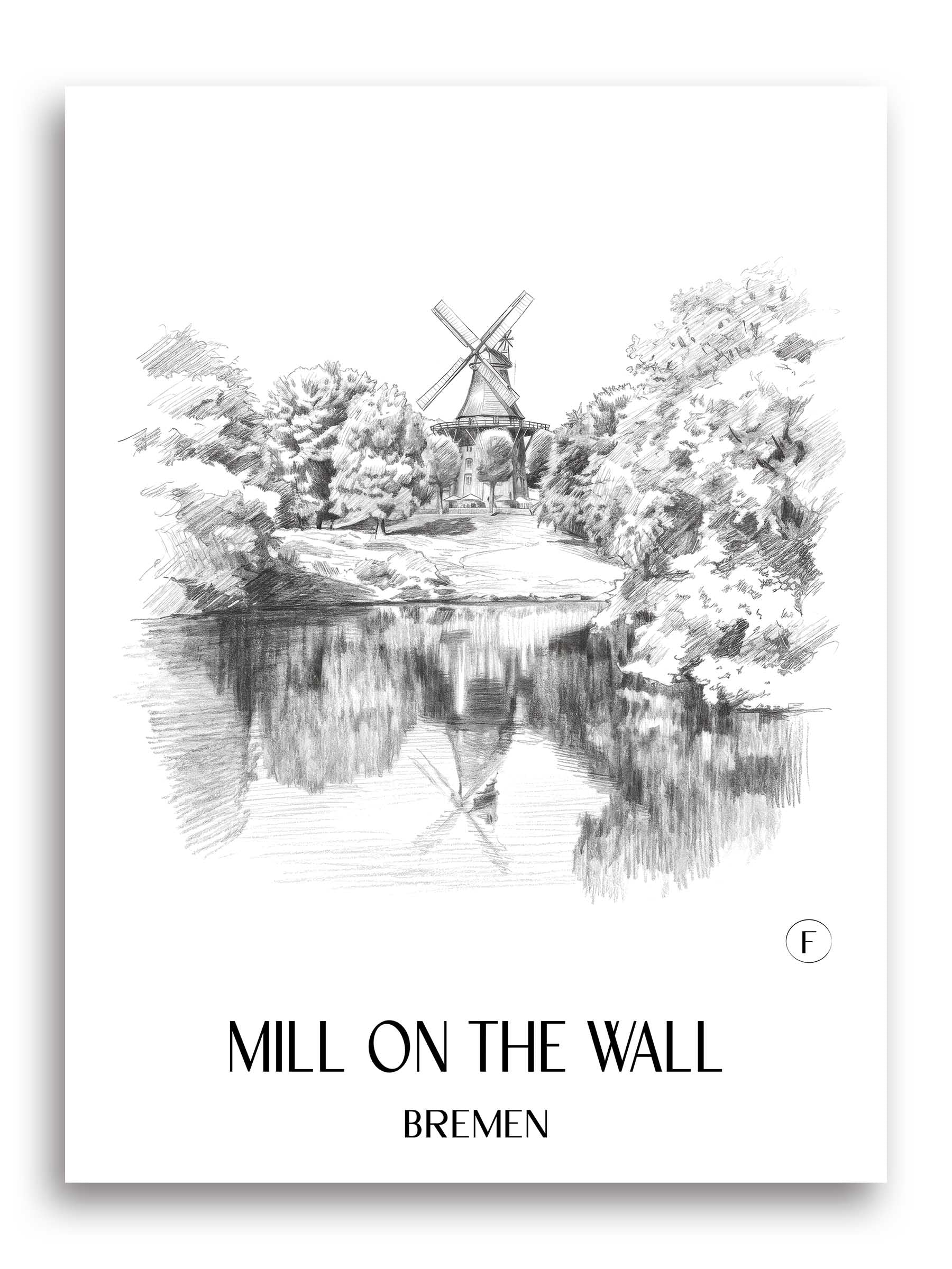Mühle am Wall Poster - Bremen - Deutschland Kunstdruck - Zeichnung von A4 bis A1