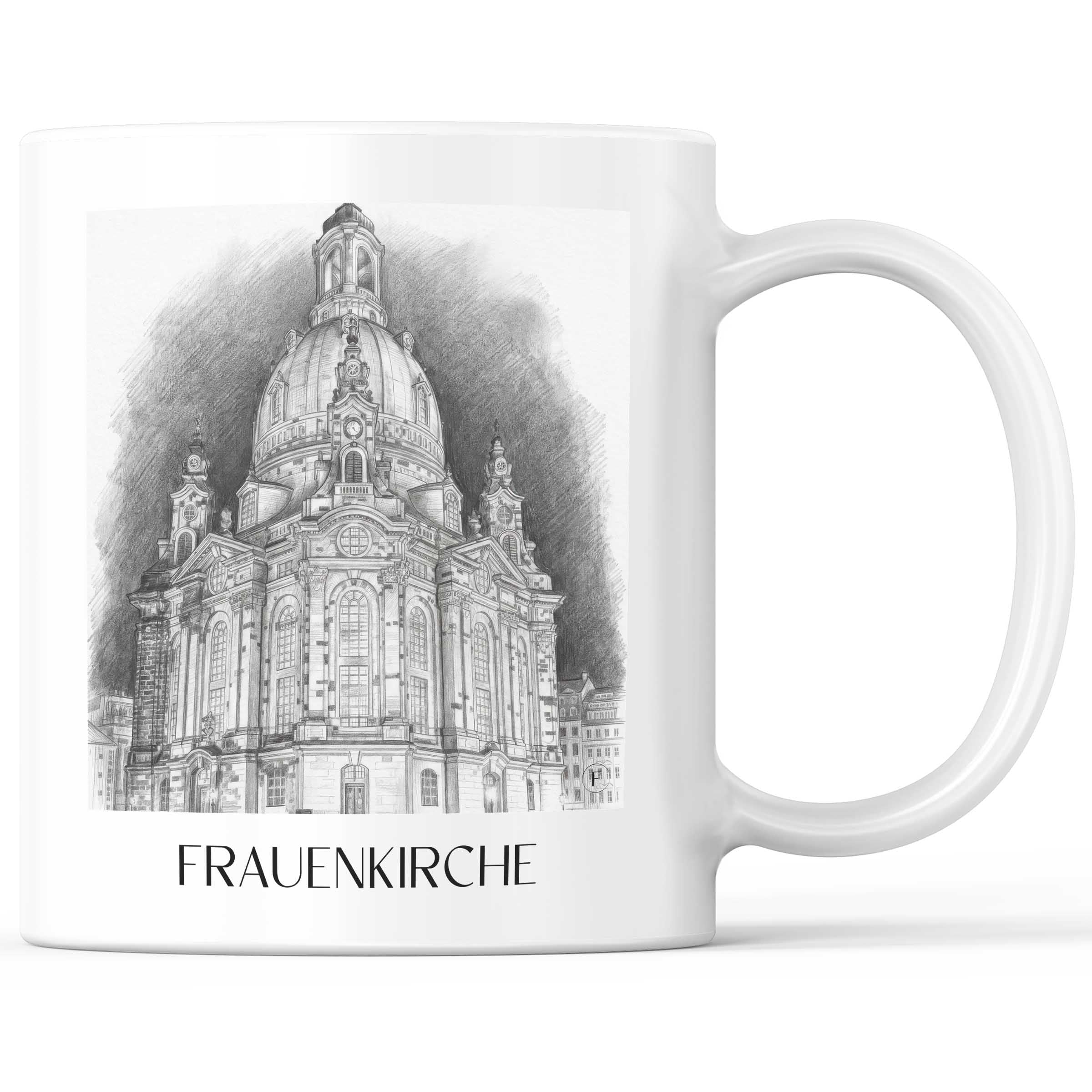 Frauenkirche Kaffeebecher - Dresden - Deutschland Becher - Kaffeetasse im Zeichnung Stil