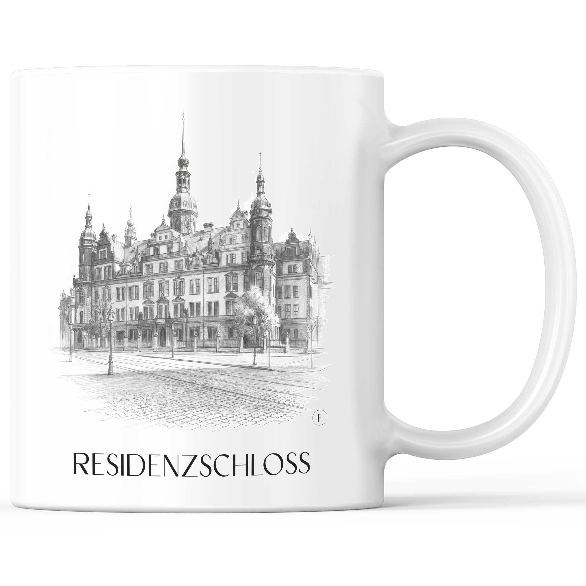 Residenzschloss Kaffeebecher - Dresden - Deutschland Becher - Kaffeetasse im Zeichnung Stil