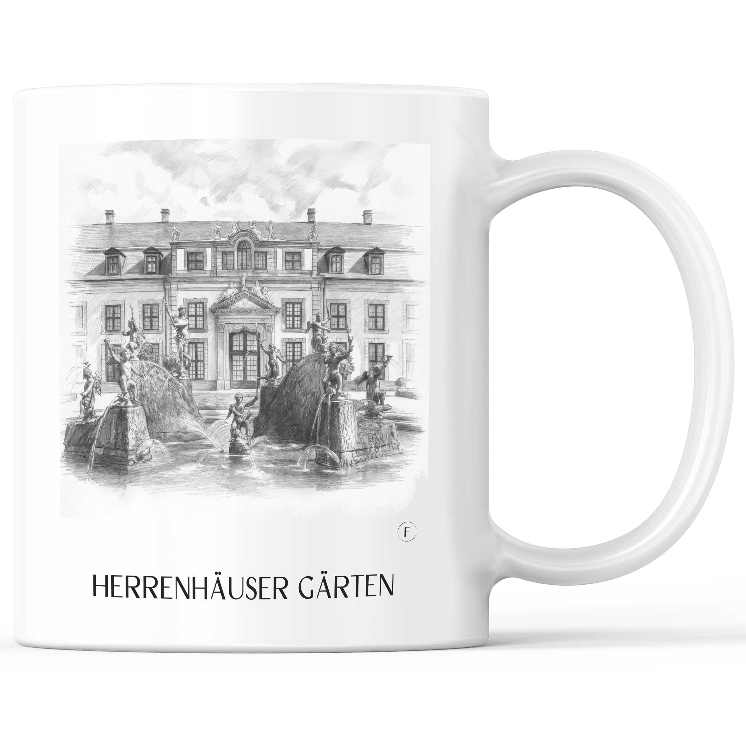 Herrenhäuser Gärten Kaffeebecher - Hannover - Deutschland Becher - Kaffeetasse im Zeichnung Stil