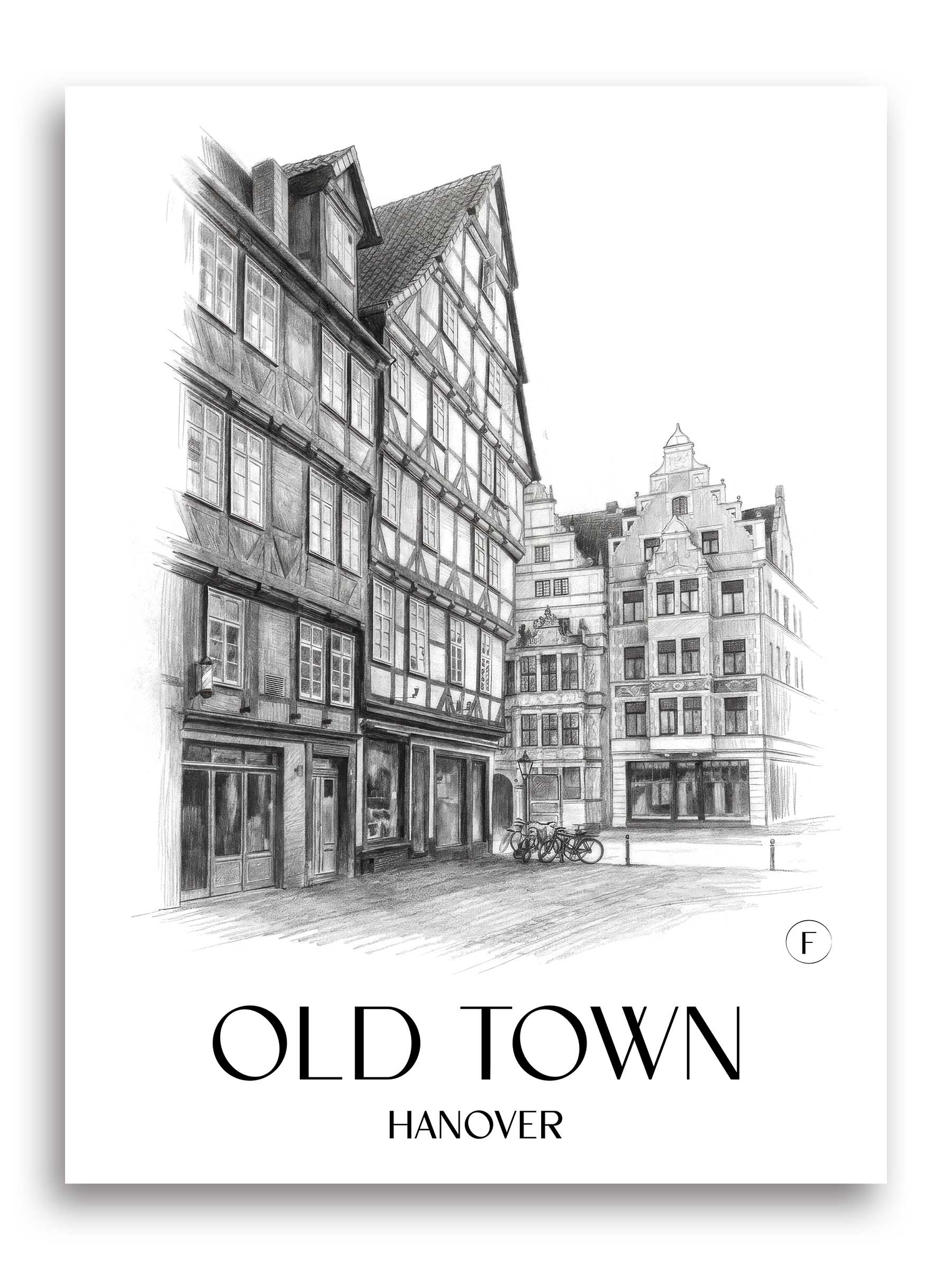 Altstadt Poster - Hannover - Deutschland Kunstdruck - Zeichnung von A4 bis A1