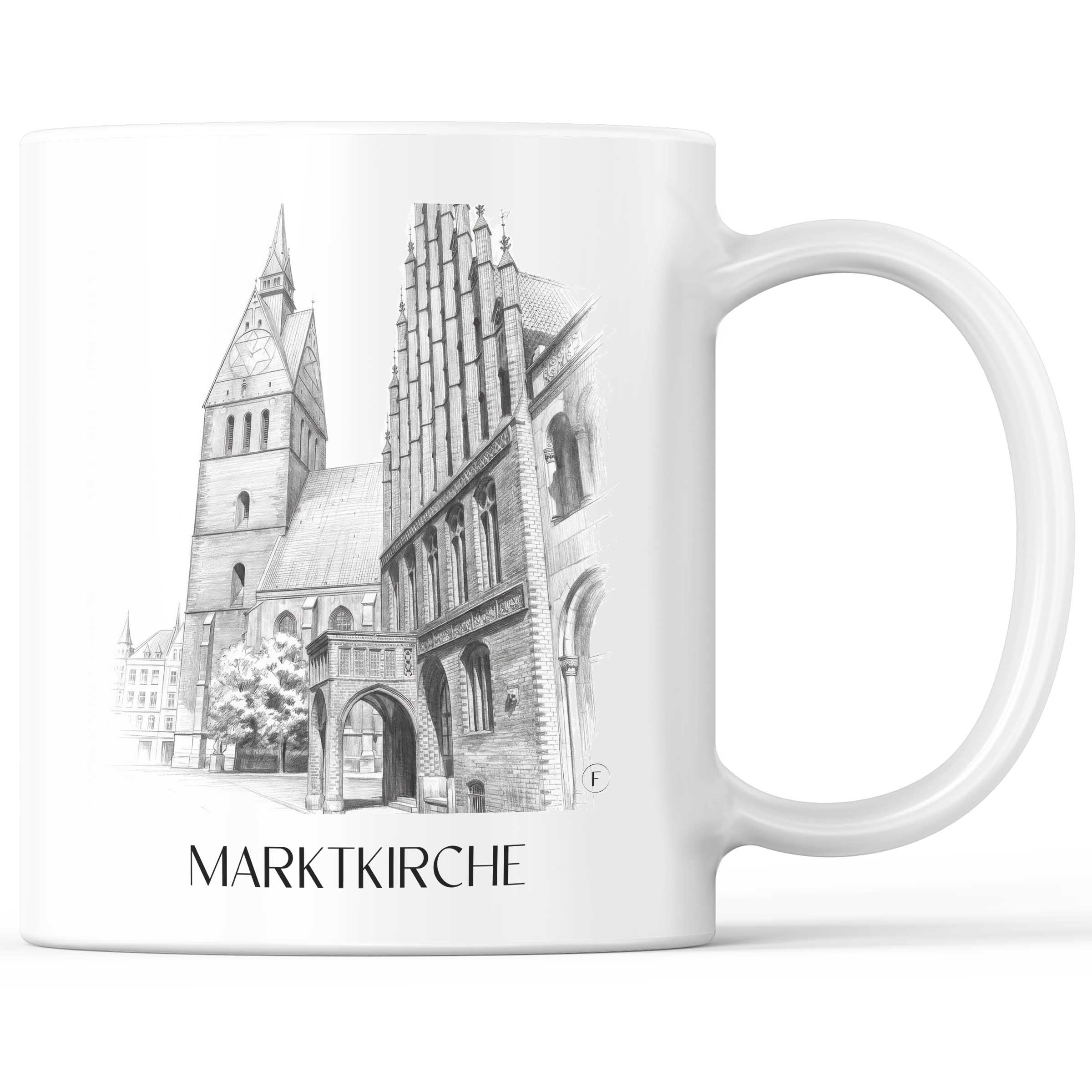 Marktkirche Kaffeebecher - Hannover - Deutschland Becher - Kaffeetasse im Zeichnung Stil