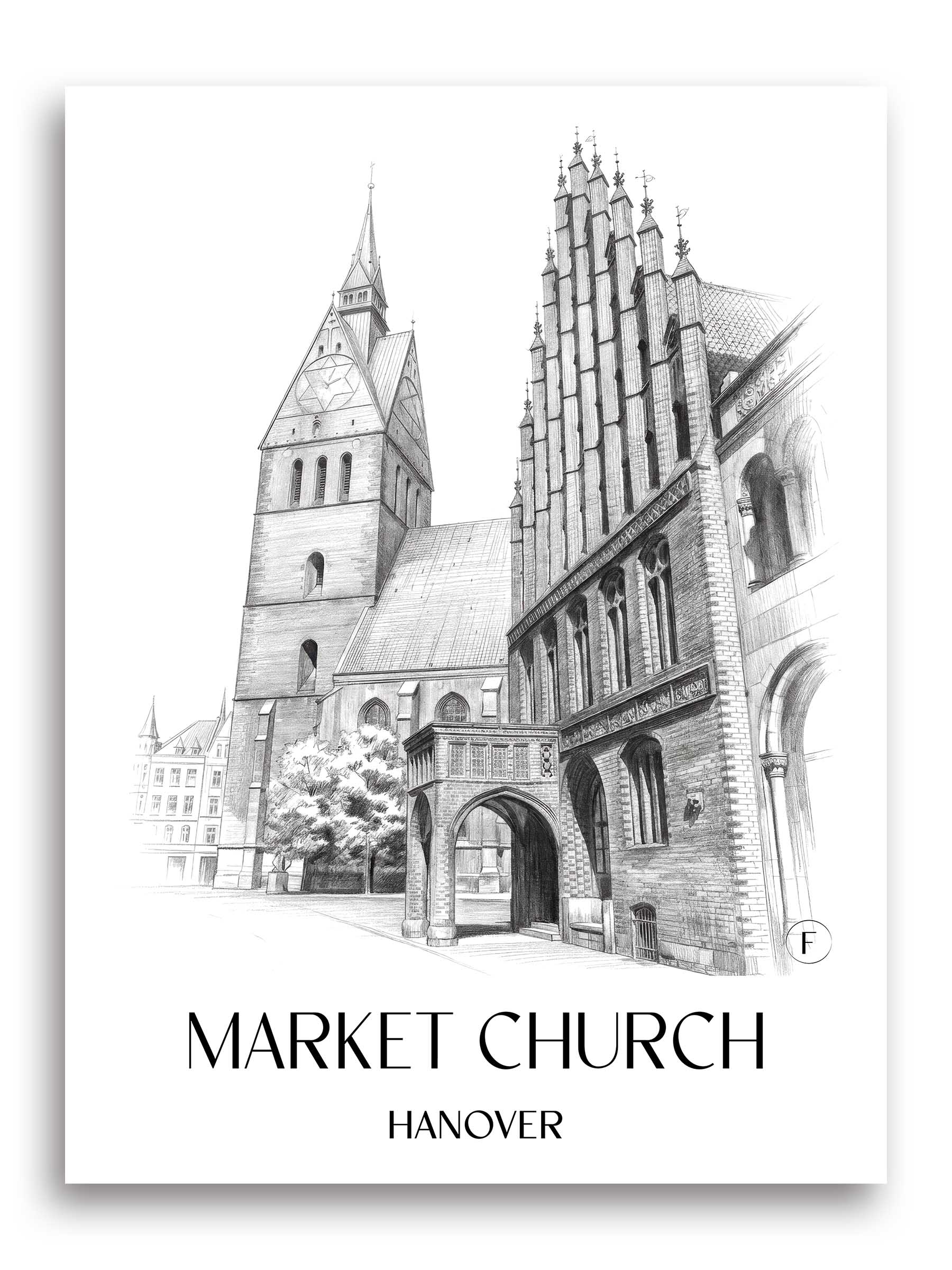 Marktkirche Poster - Hannover - Deutschland Kunstdruck - Zeichnung von A4 bis A1