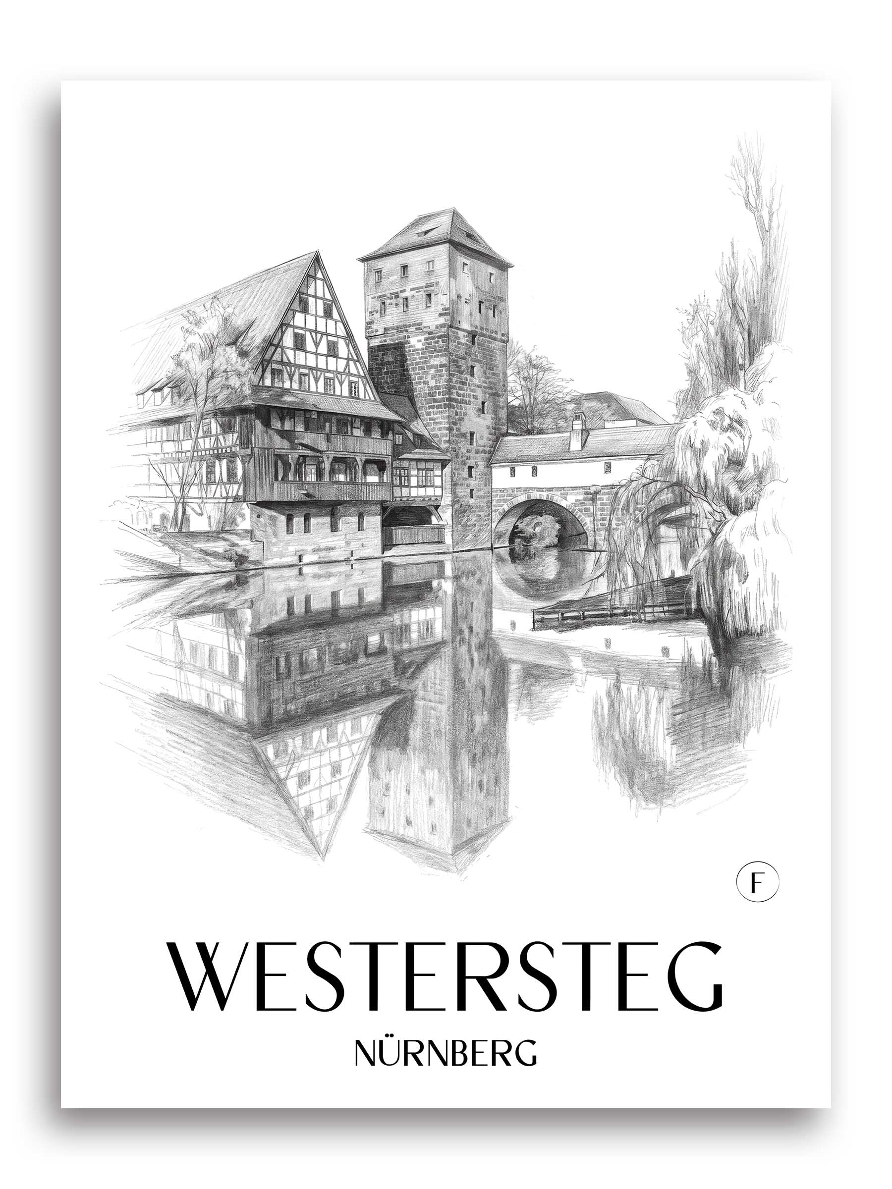 westersteg-nürnberg-deutschland-poster-bleistift-zeichnung-drawing