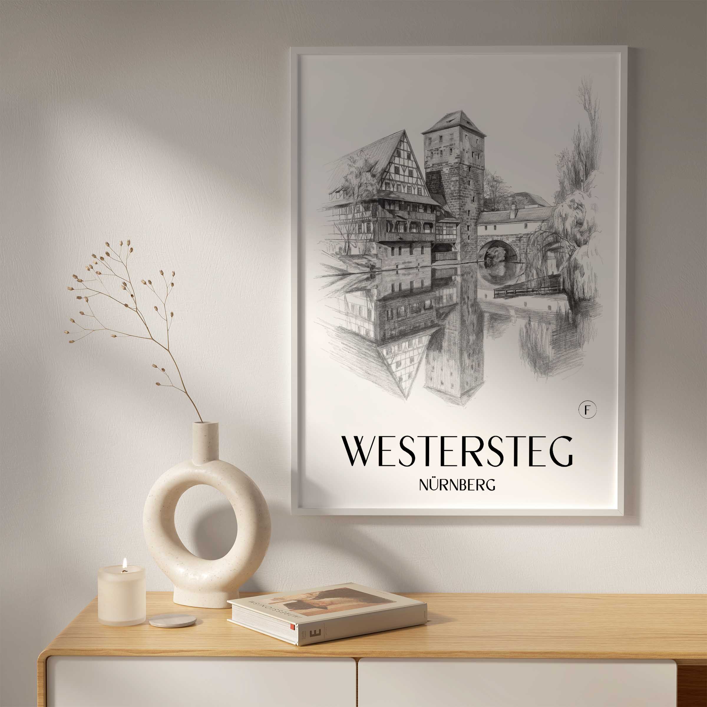 westersteg-nürnberg-deutschland-poster-bleistift-zeichnung-drawing