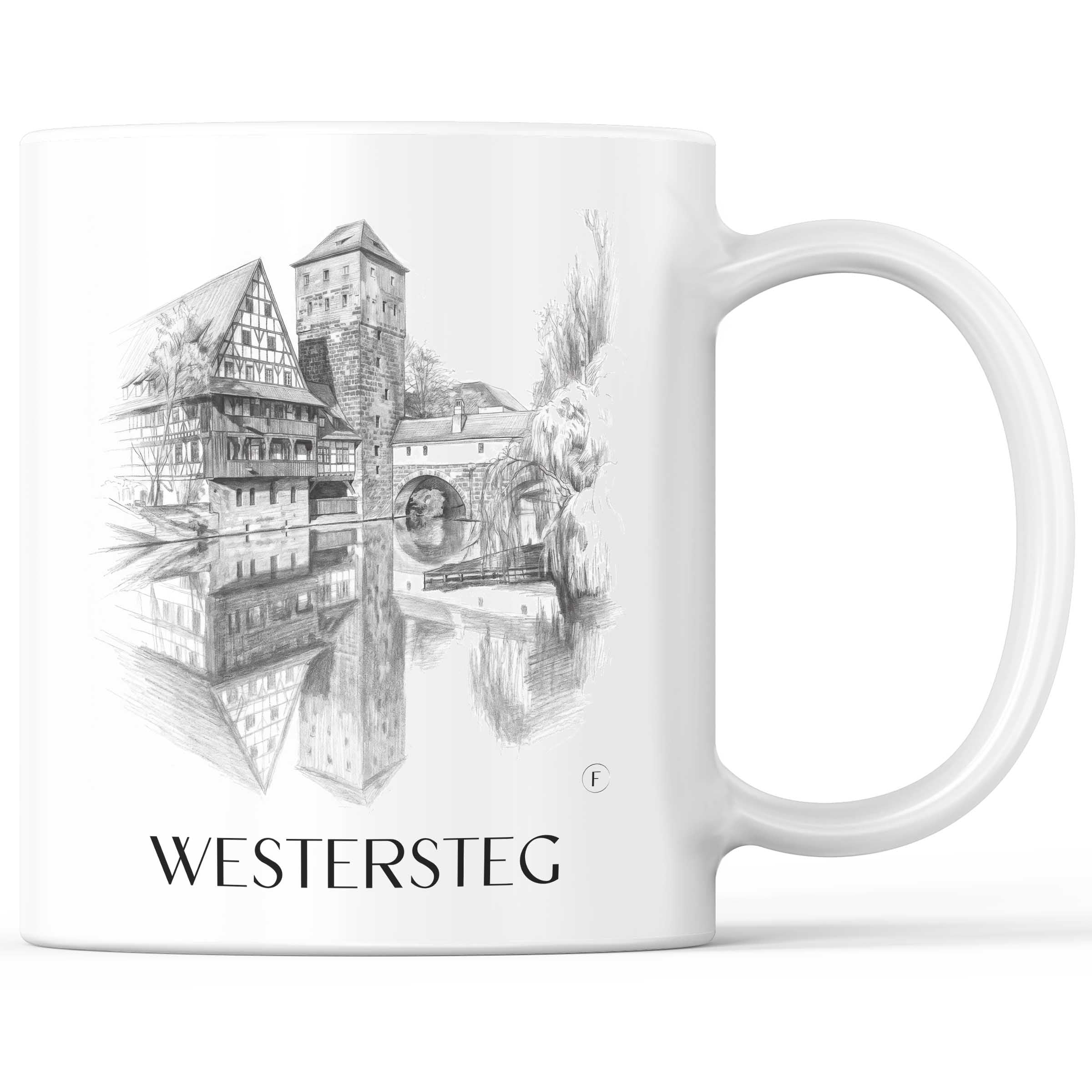 Westersteg Kaffeebecher - Nürnberg - Deutschland Becher - Kaffeetasse im Zeichnung Stil