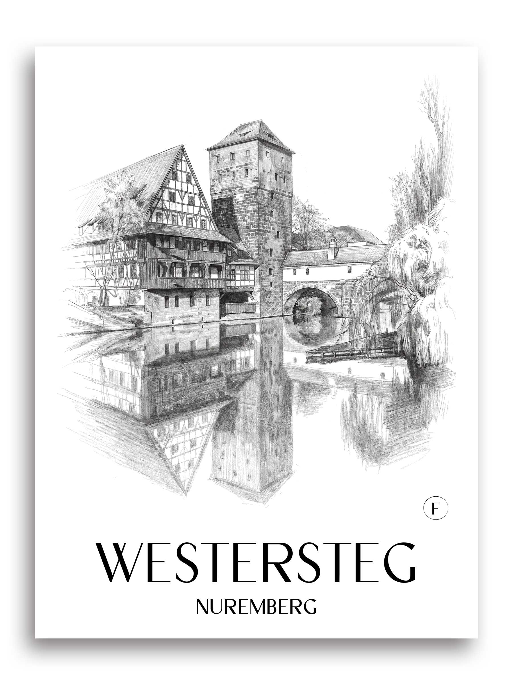 Westersteg Poster - Nürnberg - Deutschland Kunstdruck - Zeichnung von A4 bis A1