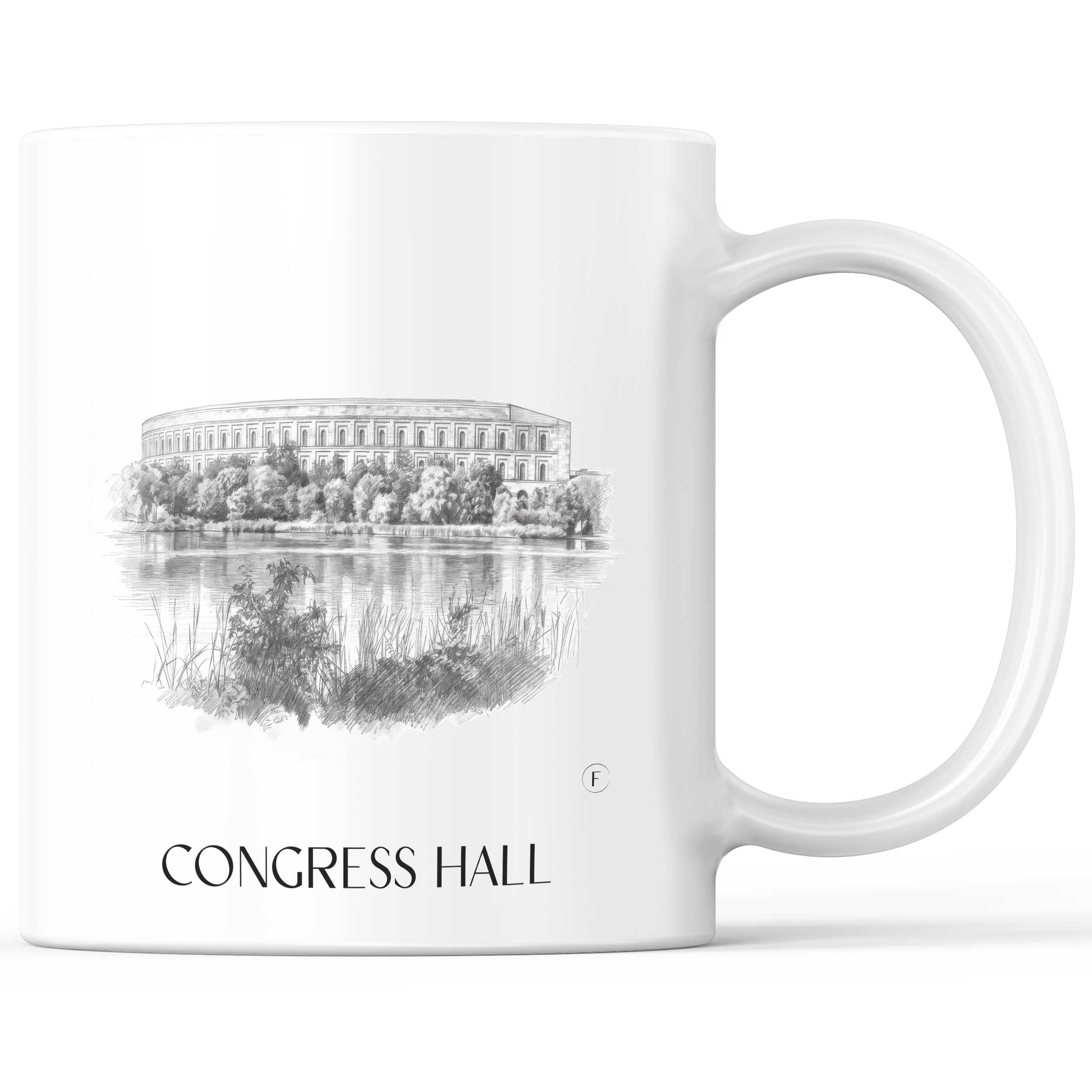 Kongresshalle Kaffeebecher - Nürnberg - Deutschland Becher - Kaffeetasse im Zeichnung Stil