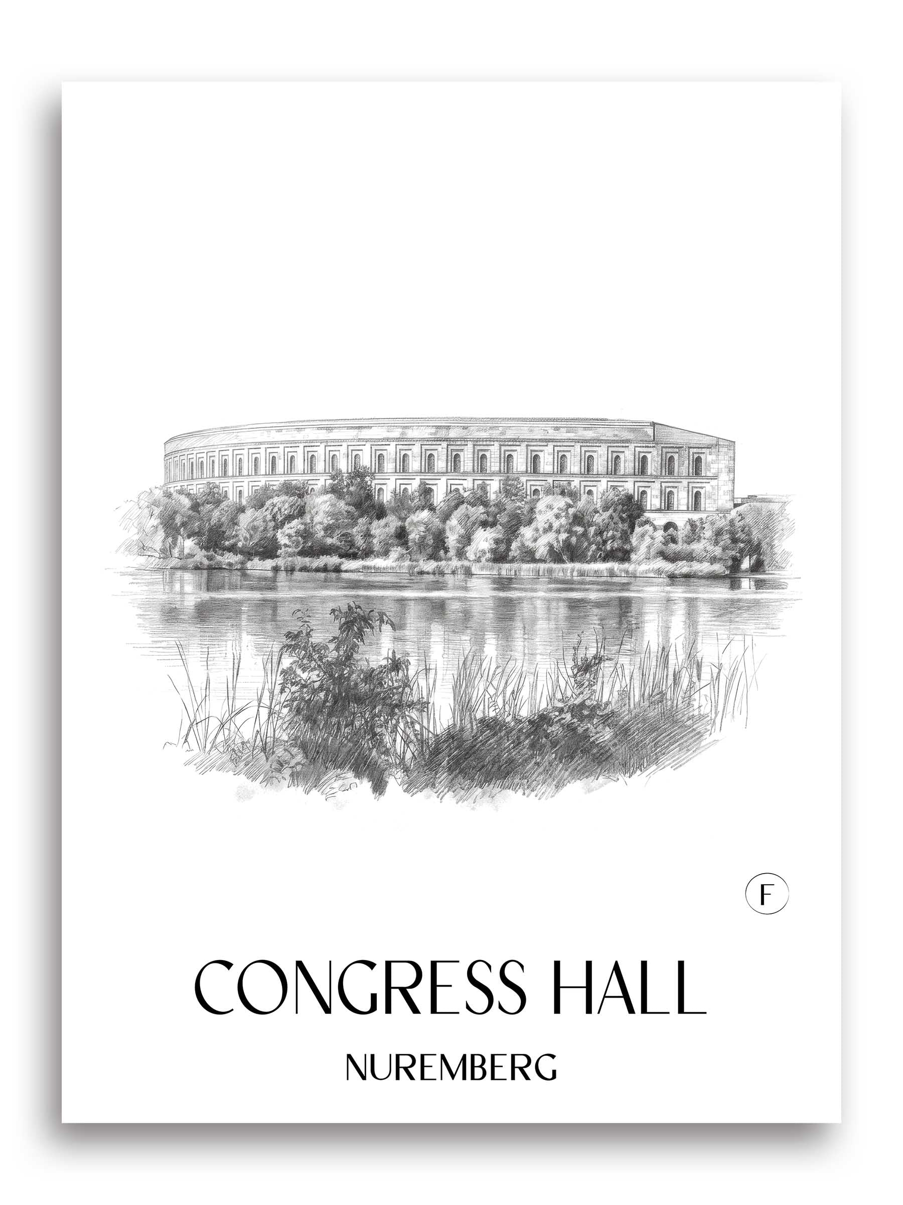 Kongresshalle Poster - Nürnberg - Deutschland Kunstdruck - Zeichnung von A4 bis A1