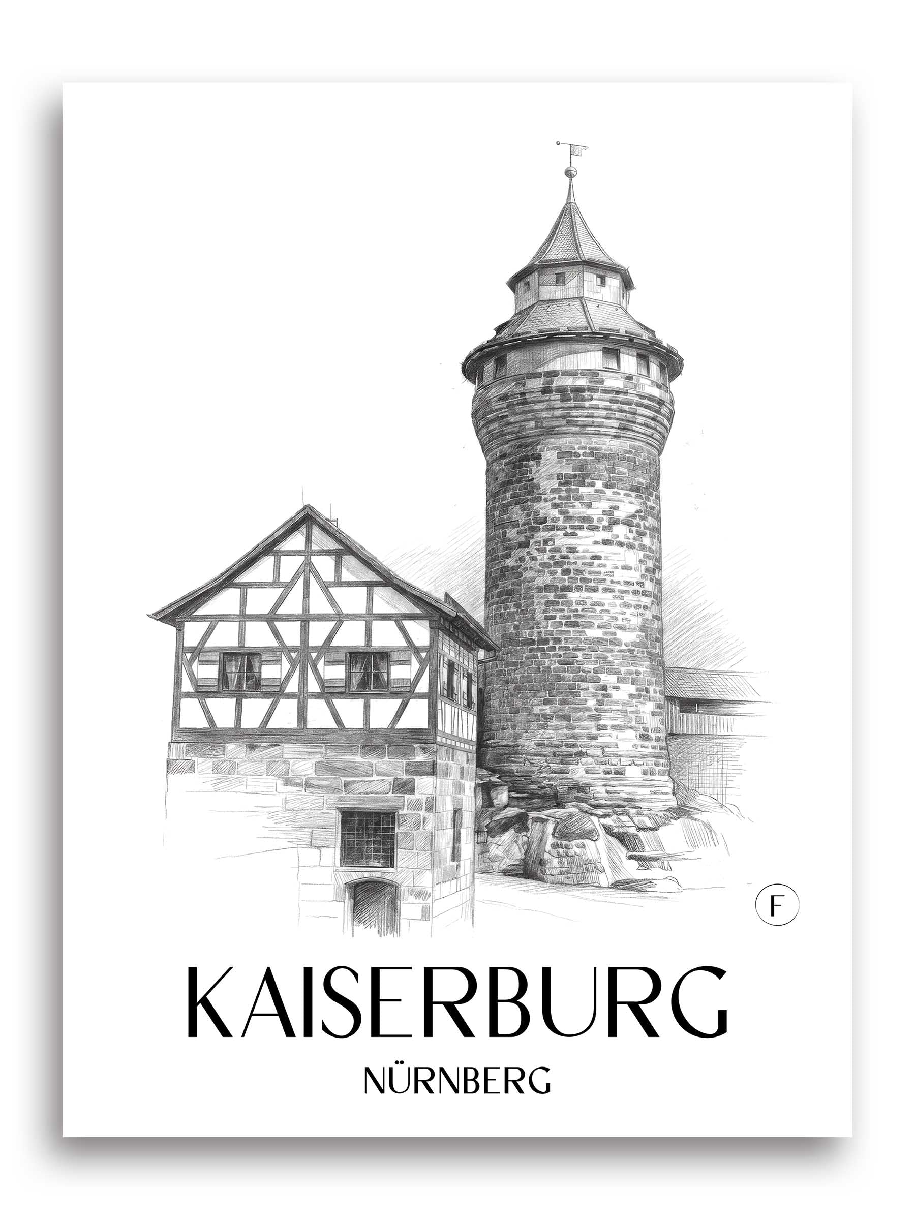 kaiserburg-nürnberg-deutschland-poster-bleistift-zeichnung-drawing