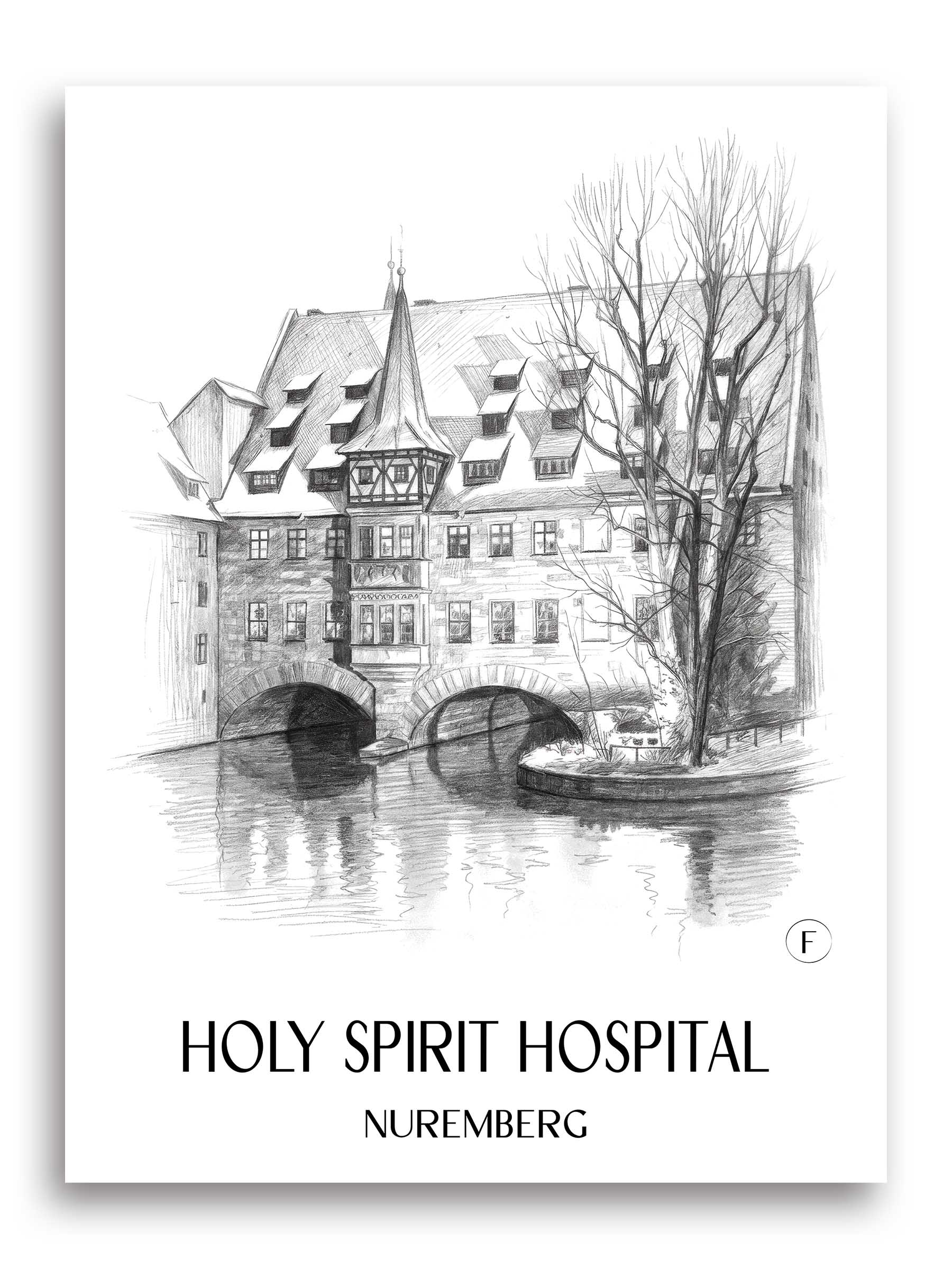 Heilig-Geist-Spital Poster - Nürnberg - Deutschland Kunstdruck - Zeichnung von A4 bis A1