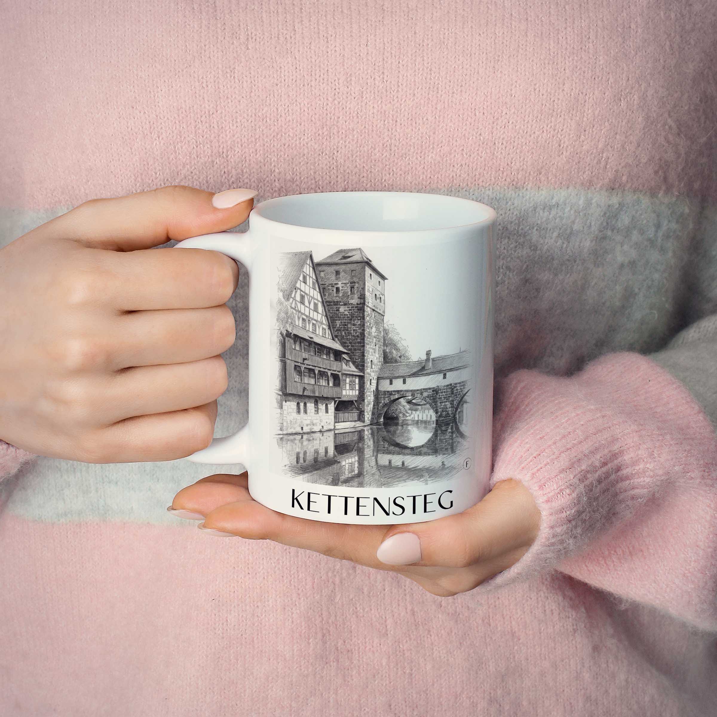 kettensteg-nürnberg-deutschland-kaffeebecher-bleistift-zeichnung-drawing