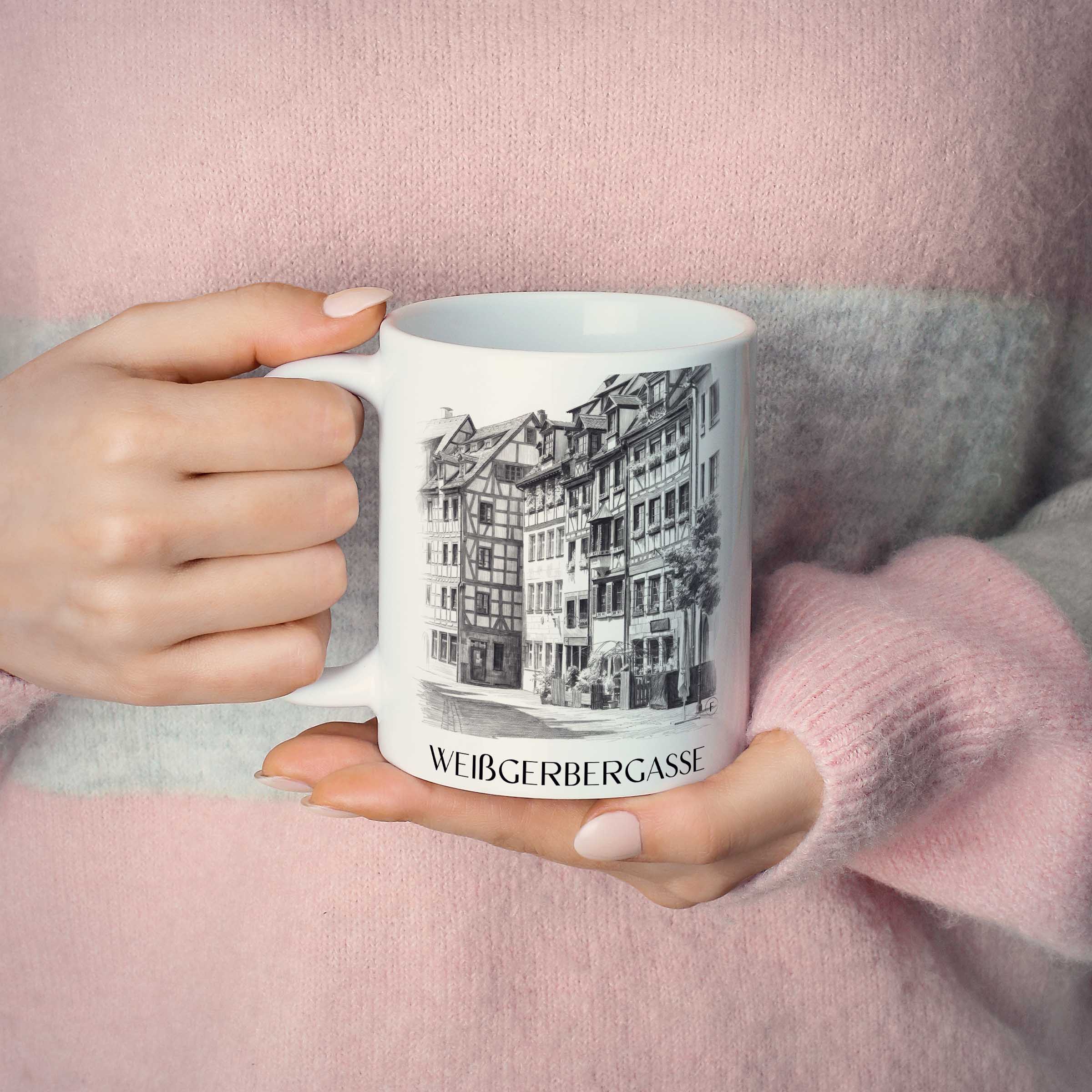 weißgerbergasse-nürnberg-deutschland-kaffeebecher-bleistift-zeichnung-drawing
