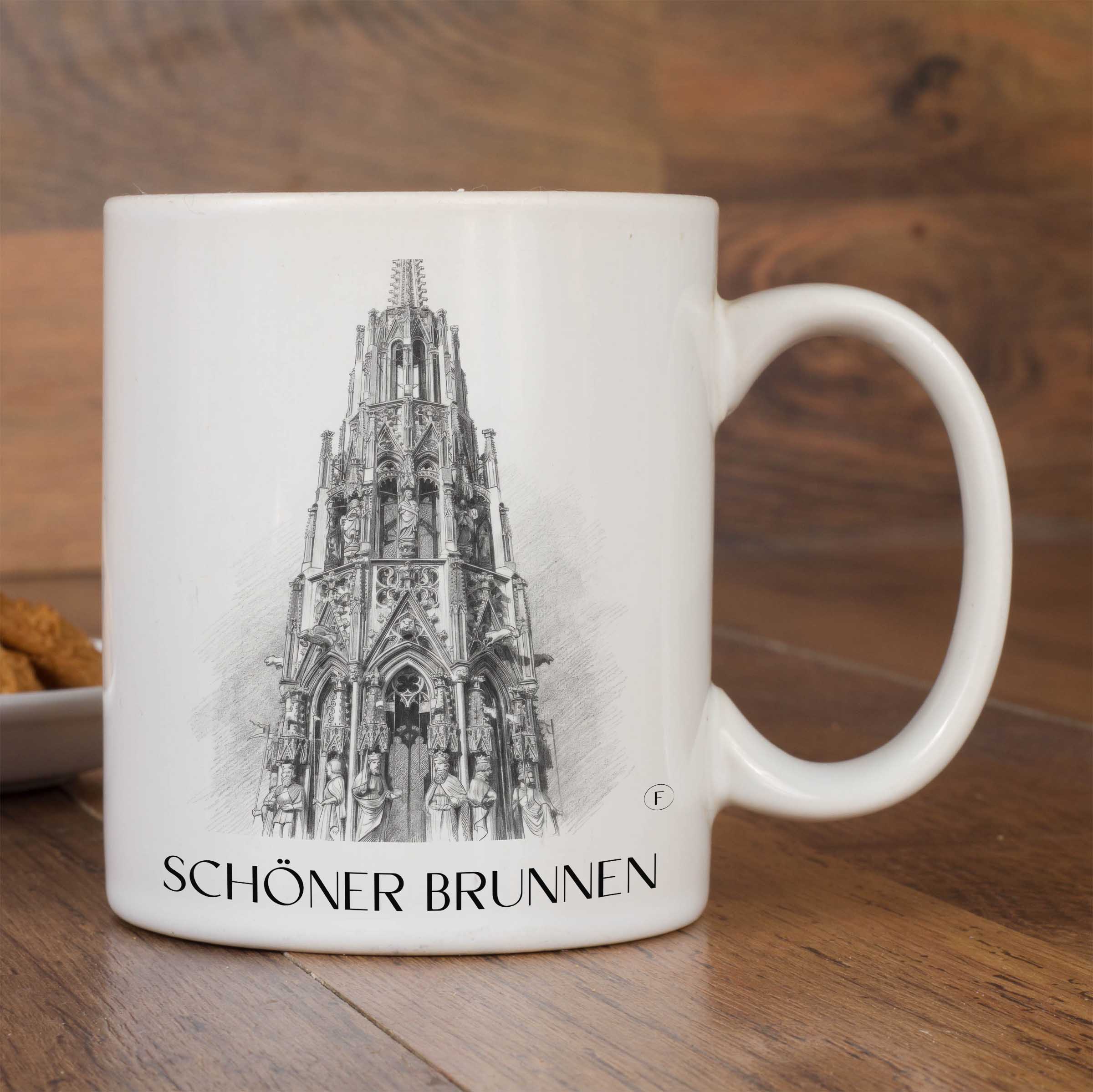 schöner-brunnen-nürnberg-deutschland-kaffeebecher-bleistift-zeichnung-drawing