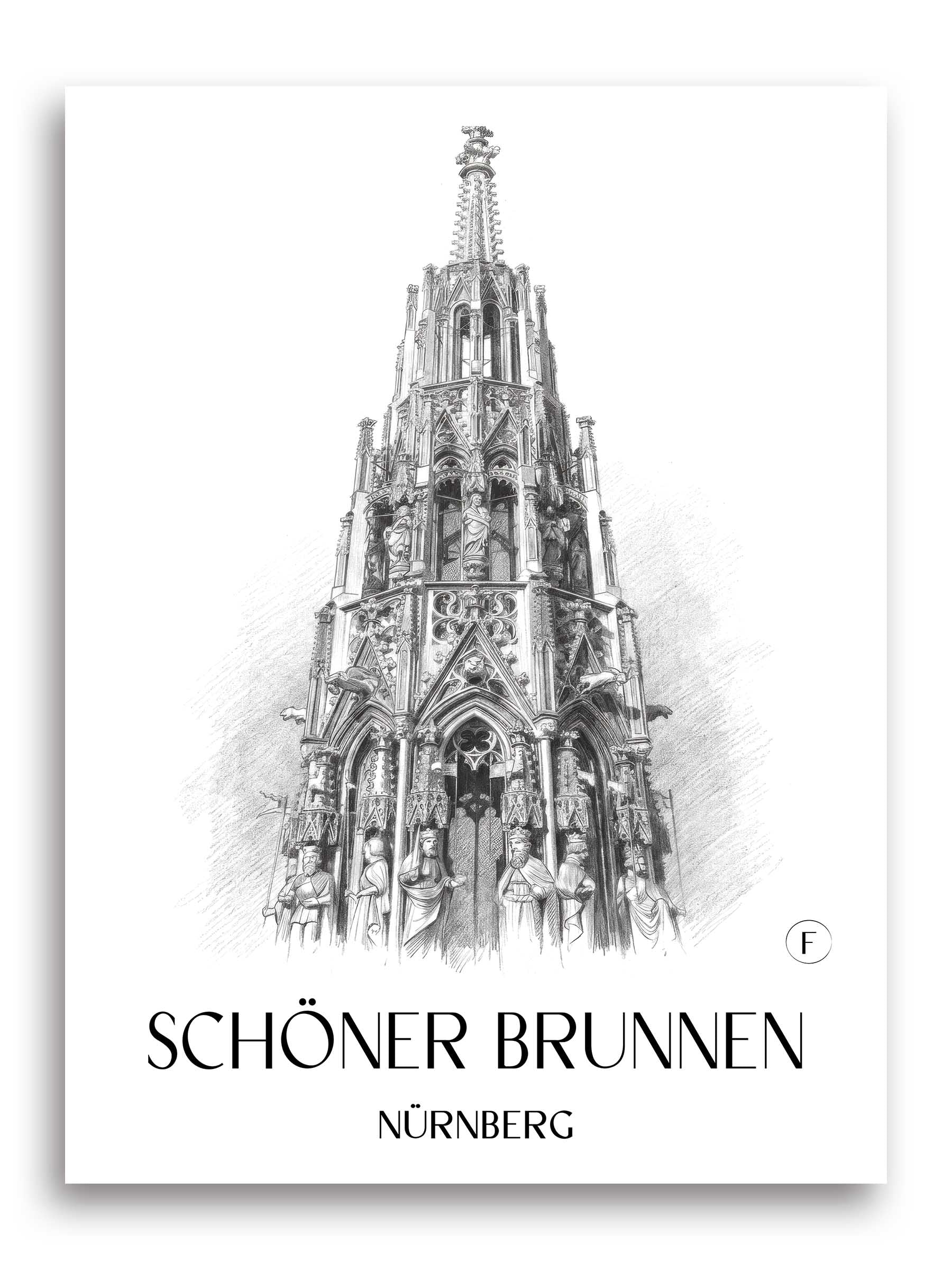 schöner-brunnen-nürnberg-deutschland-poster-bleistift-zeichnung-drawing