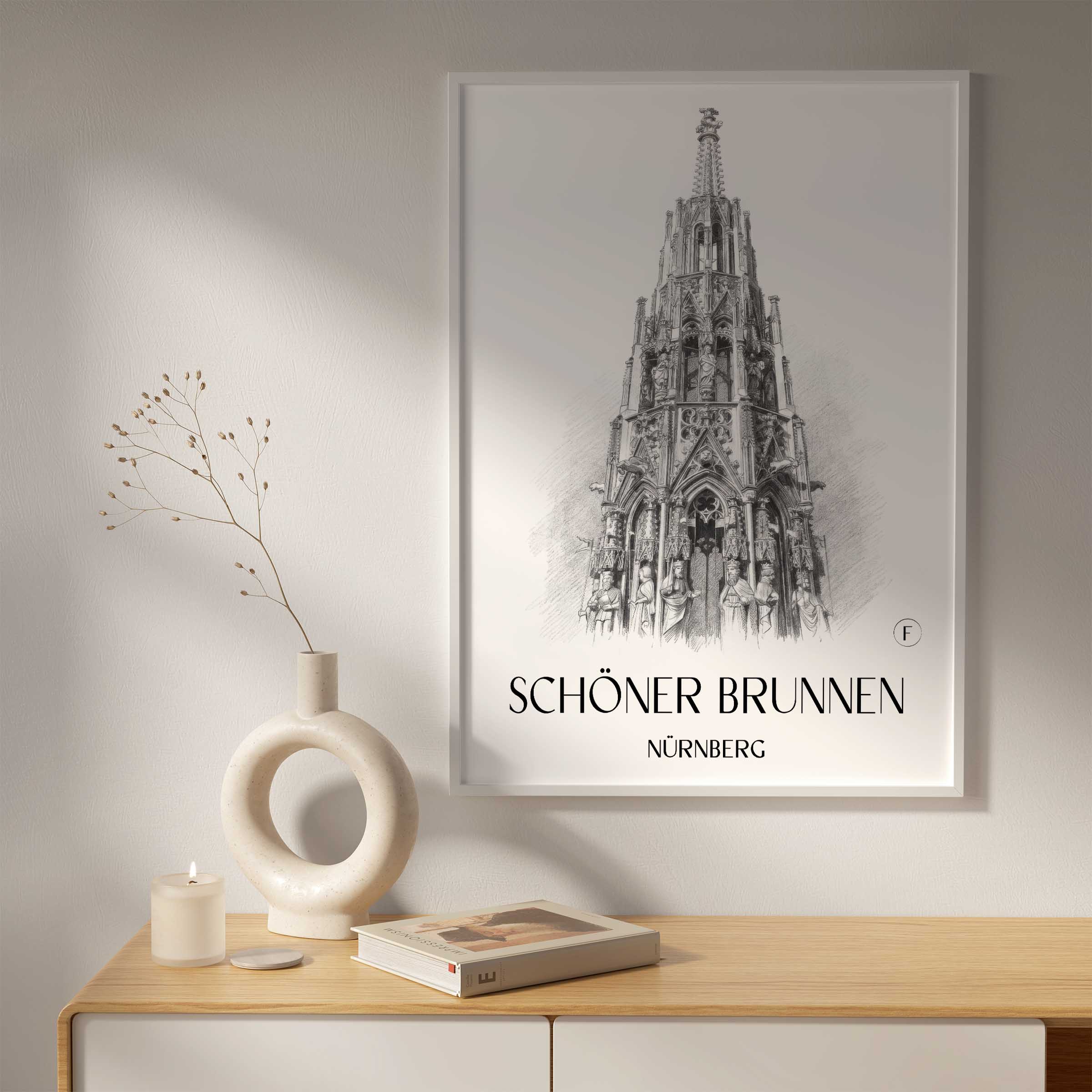 schöner-brunnen-nürnberg-deutschland-poster-bleistift-zeichnung-drawing