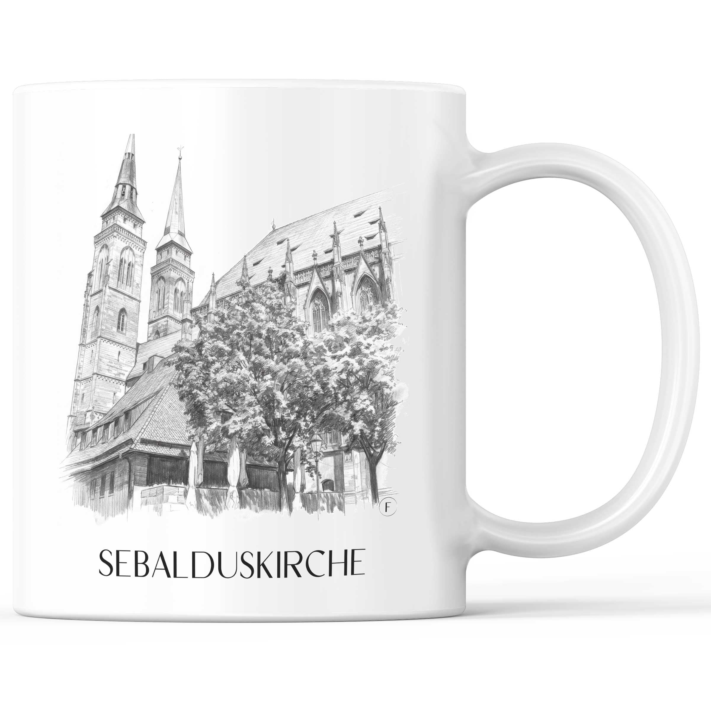 Sebalduskirche Kaffeebecher - Nürnberg - Deutschland Becher - Kaffeetasse im Zeichnung Stil