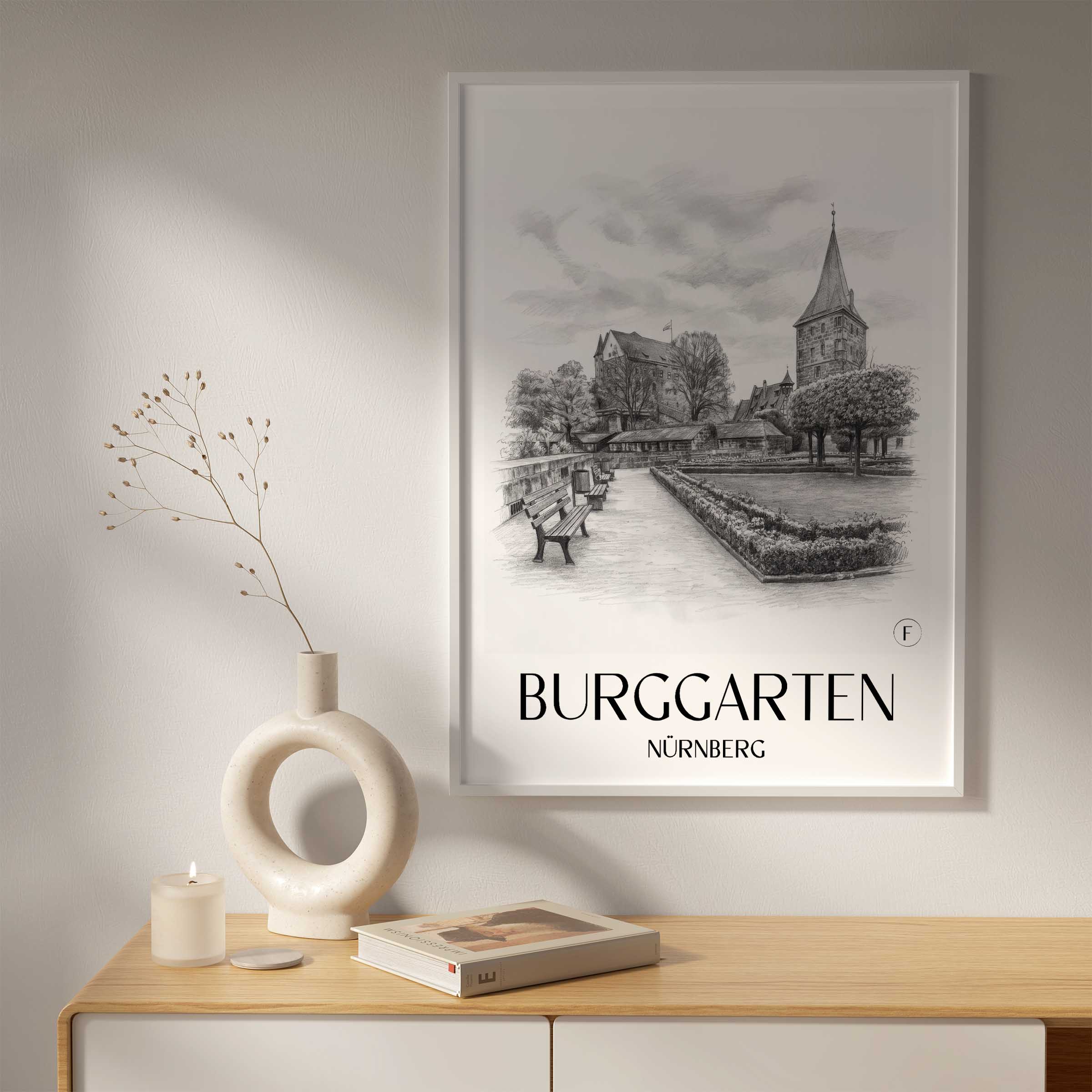 burggarten-nürnberg-deutschland-poster-bleistift-zeichnung-drawing