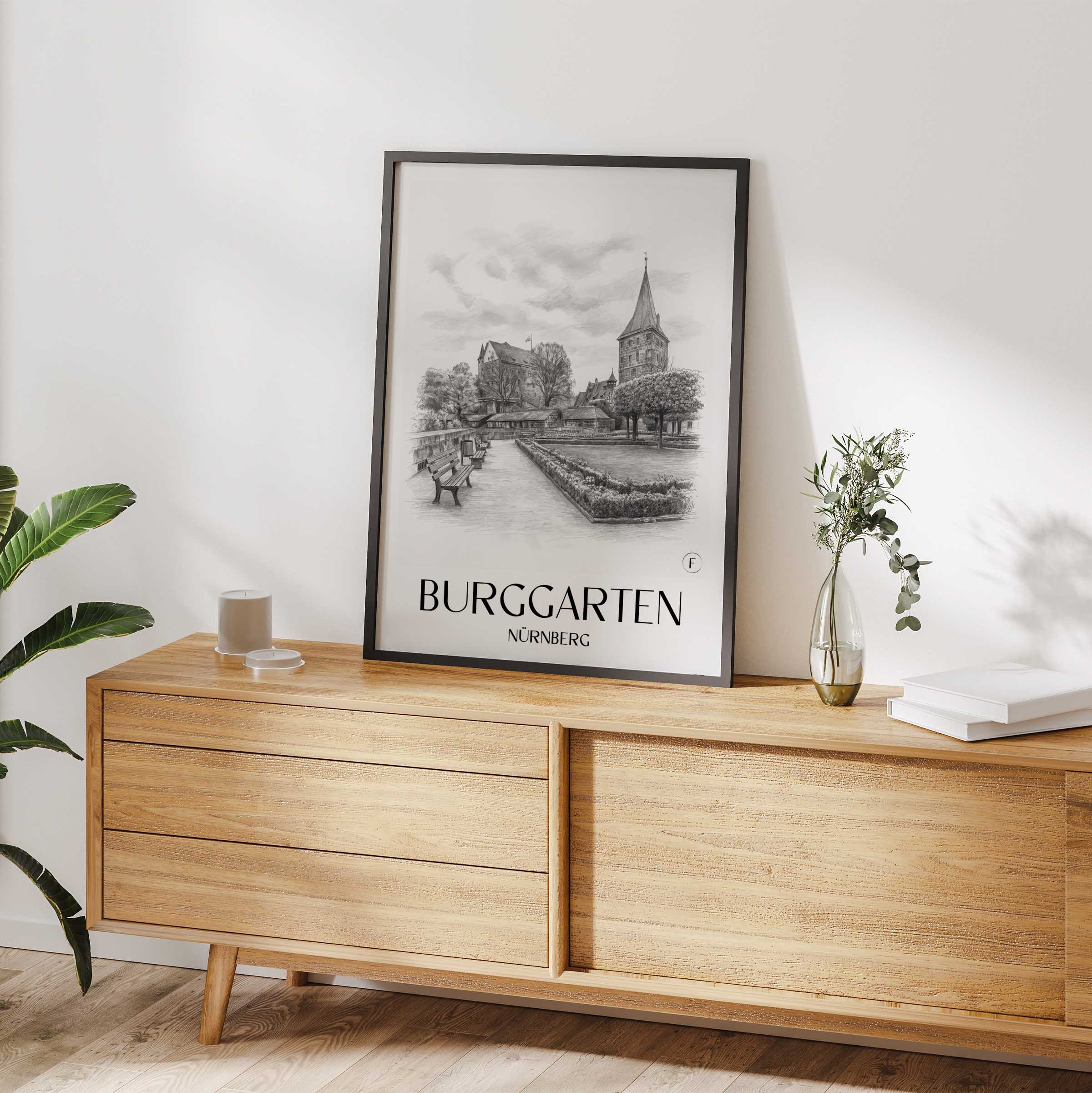 burggarten-nürnberg-deutschland-poster-bleistift-zeichnung-drawing