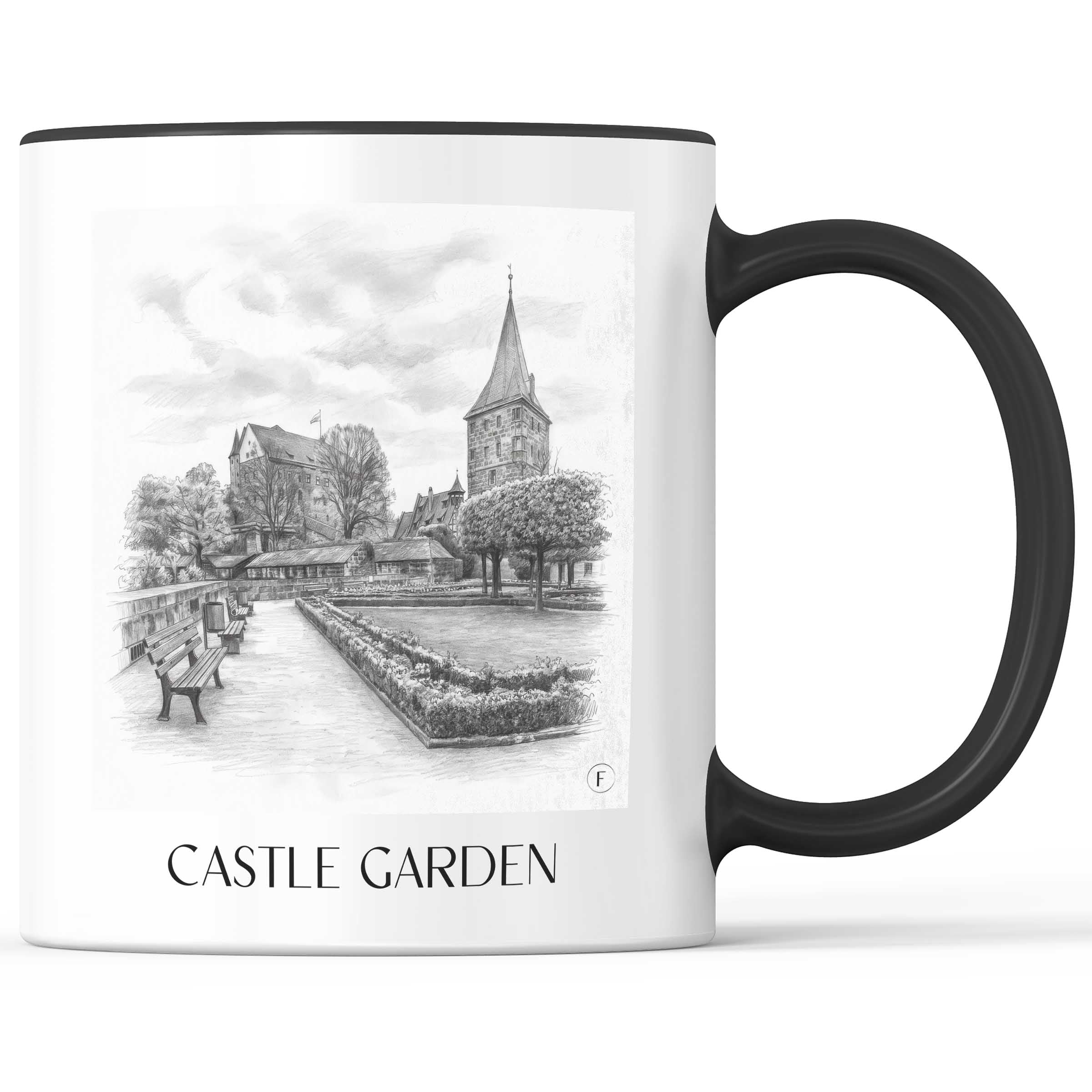 Burggarten Kaffeebecher - Nürnberg - Deutschland Becher - Kaffeetasse im Zeichnung Stil