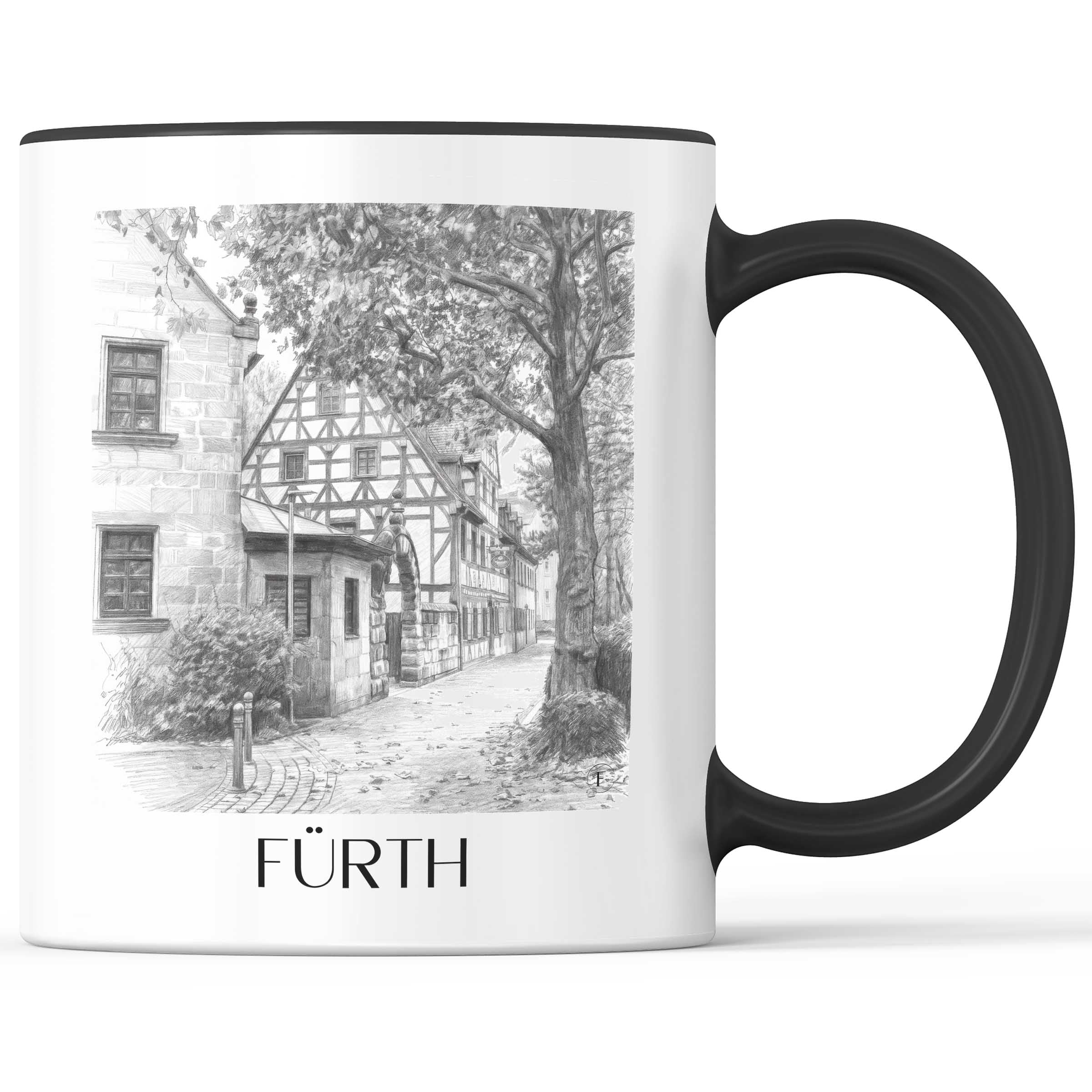 fürth-deutschland-kaffeebecher-bleistift-zeichnung-drawing
