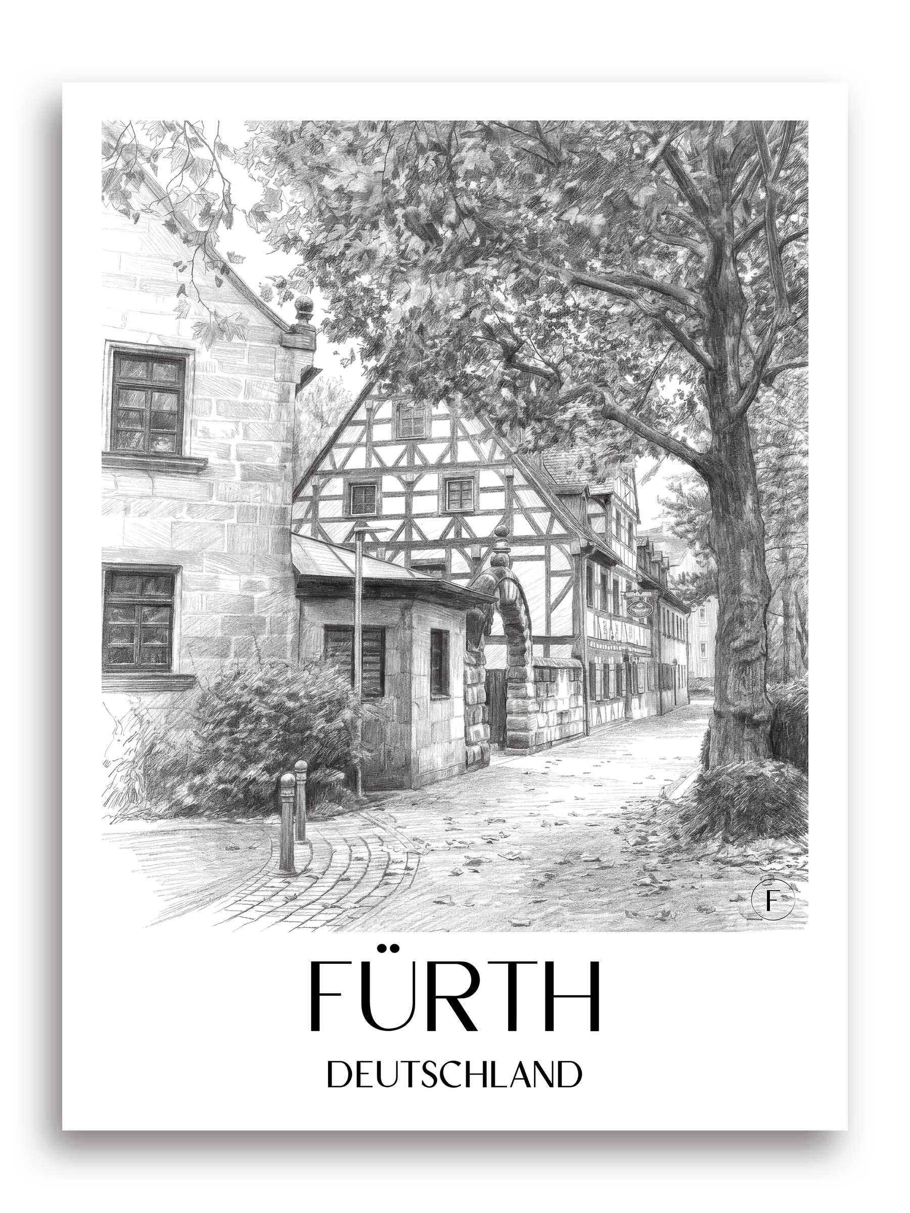 fürth-deutschland-poster-bleistift-zeichnung-drawing
