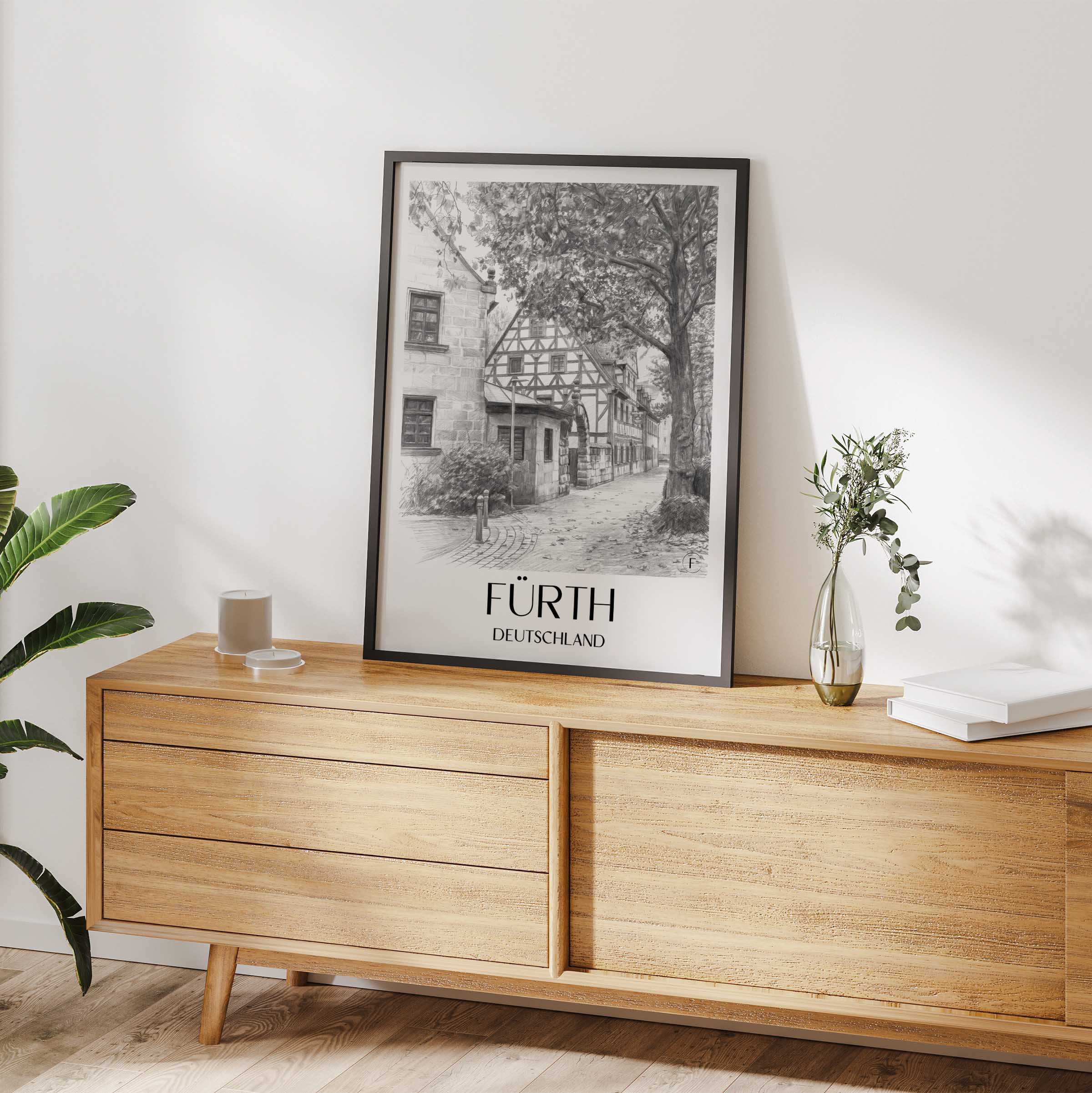 fürth-deutschland-poster-bleistift-zeichnung-drawing