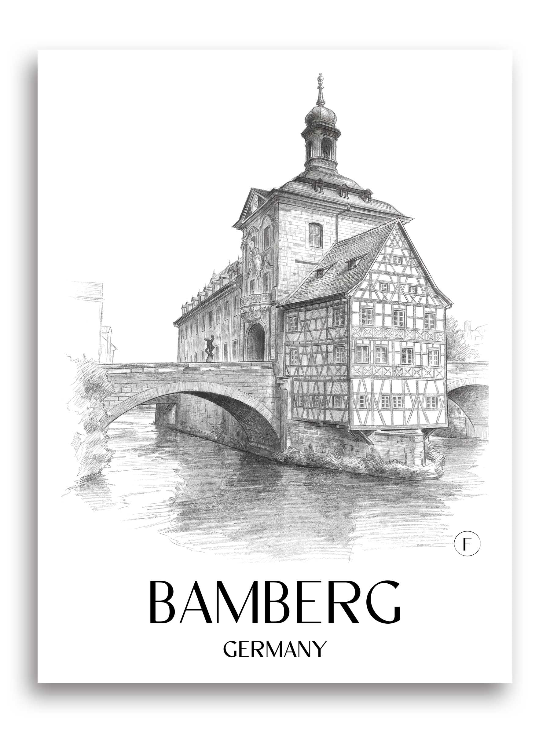Bamberg Poster - - Deutschland Kunstdruck - Zeichnung von A4 bis A1