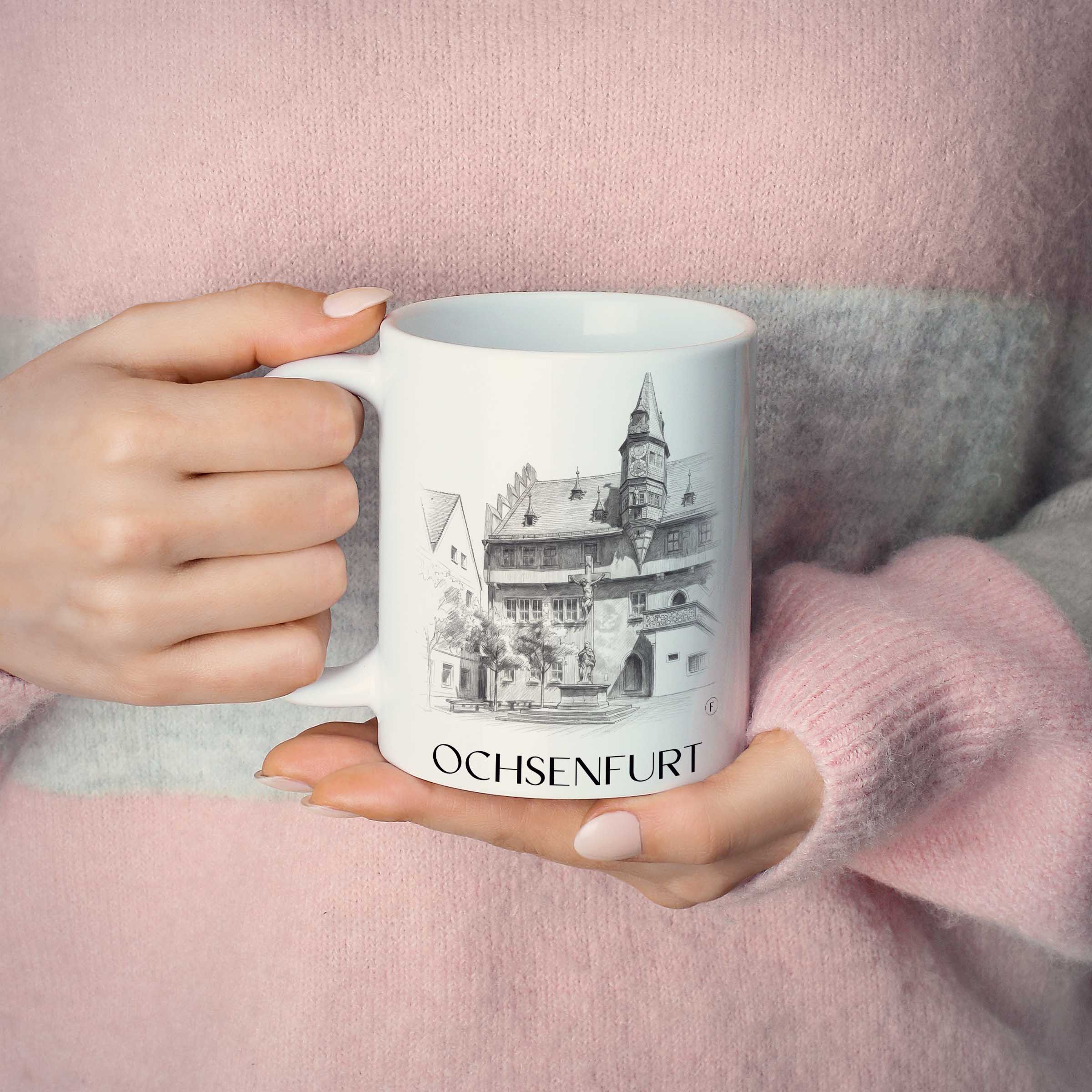 ochsenfurt-deutschland-kaffeebecher-bleistift-zeichnung-drawing