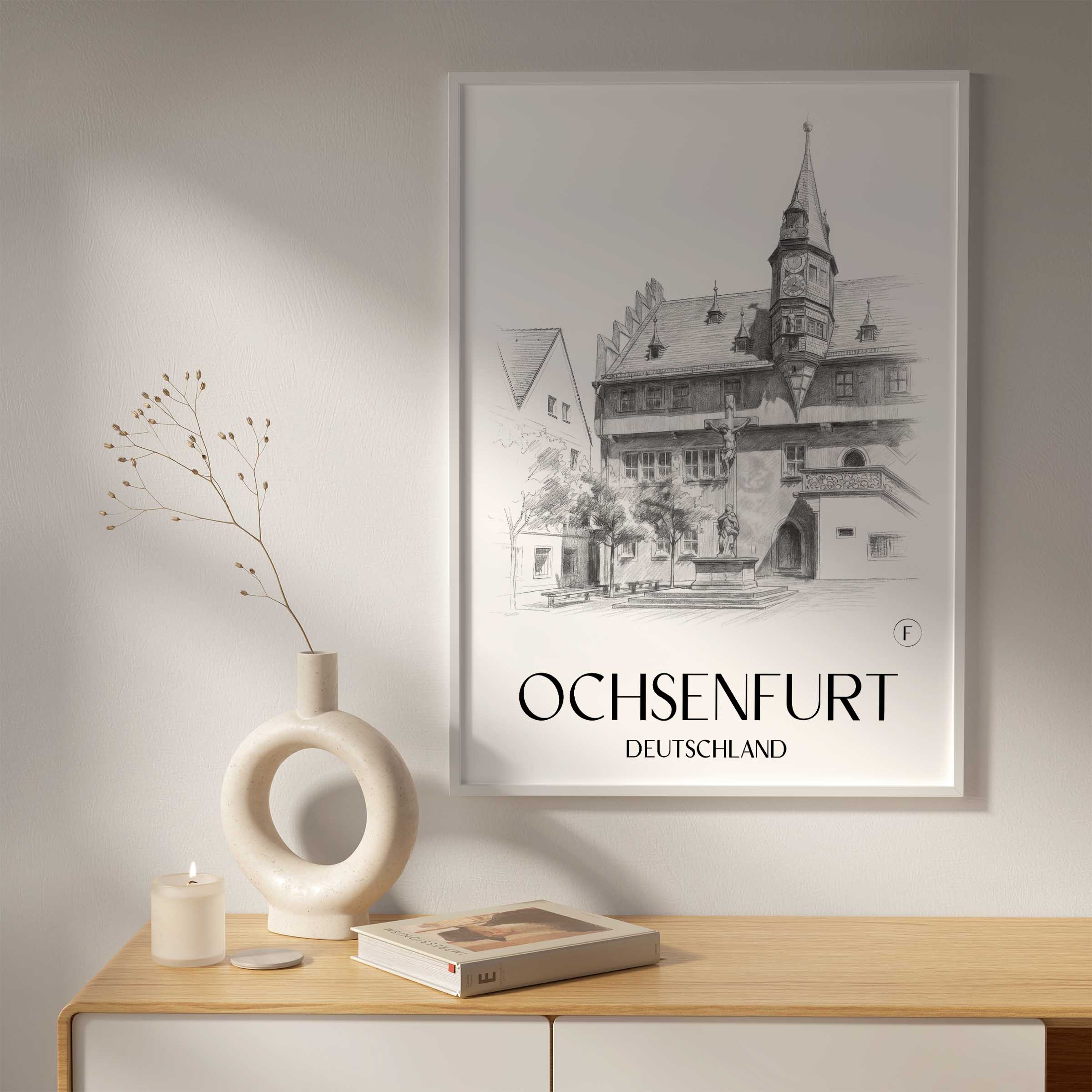 ochsenfurt-deutschland-poster-bleistift-zeichnung-drawing