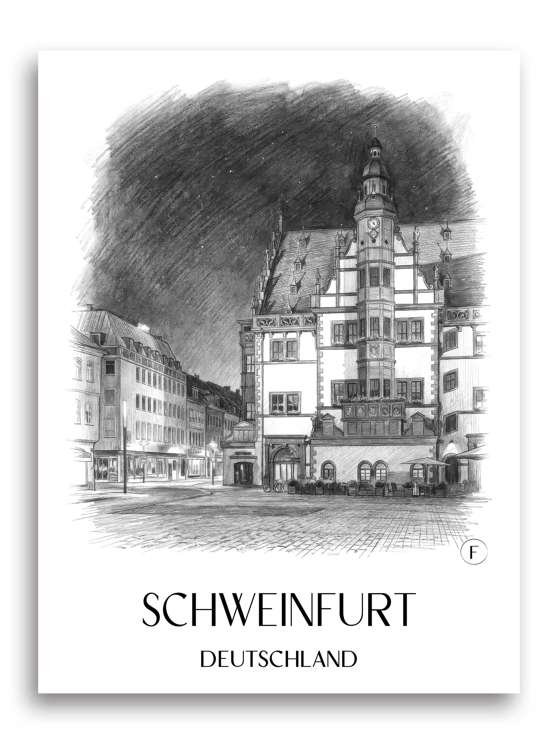 schweinfurt-deutschland-poster-bleistift-zeichnung-drawing