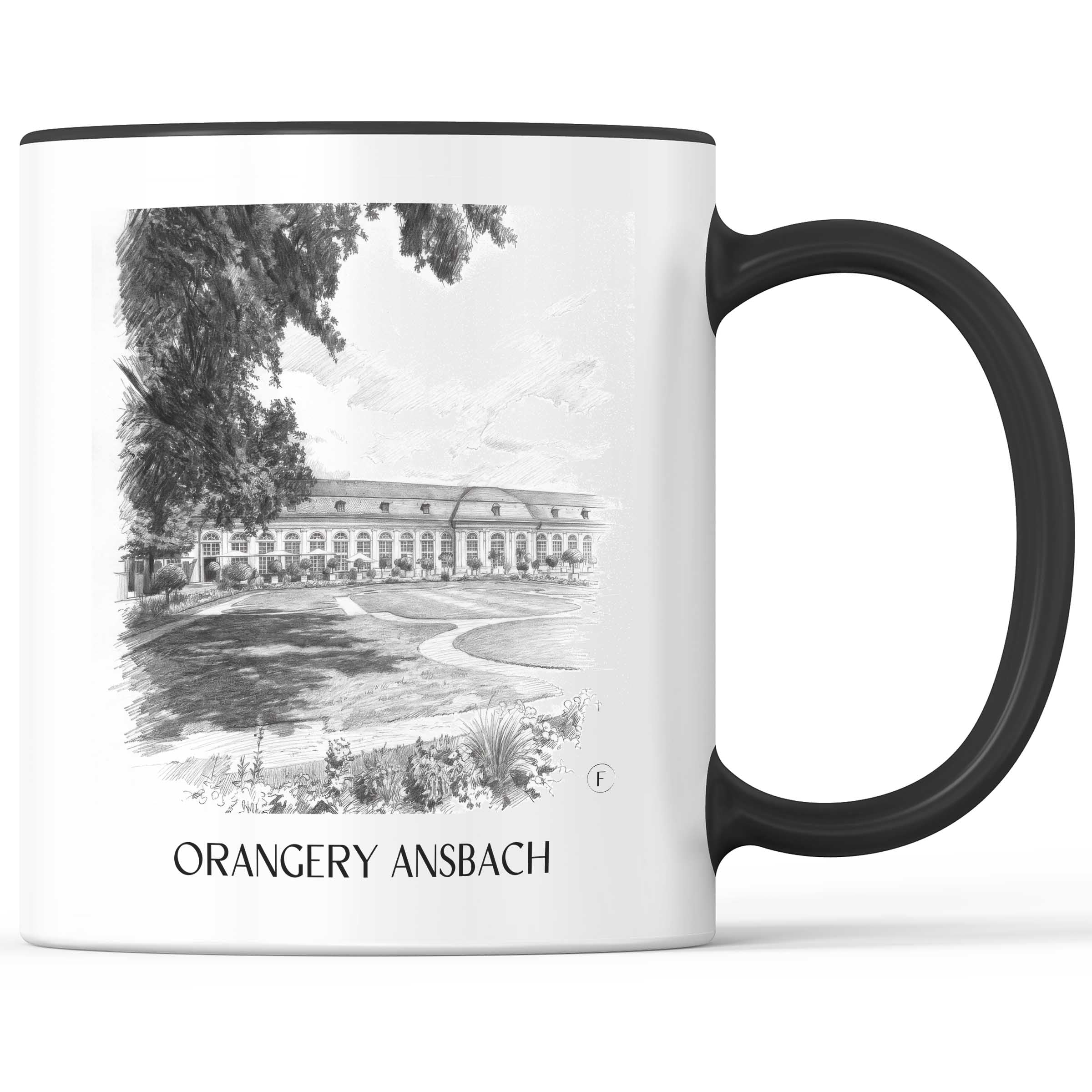 Orangerie Kaffeebecher - Ansbach - Deutschland Becher - Kaffeetasse im Zeichnung Stil