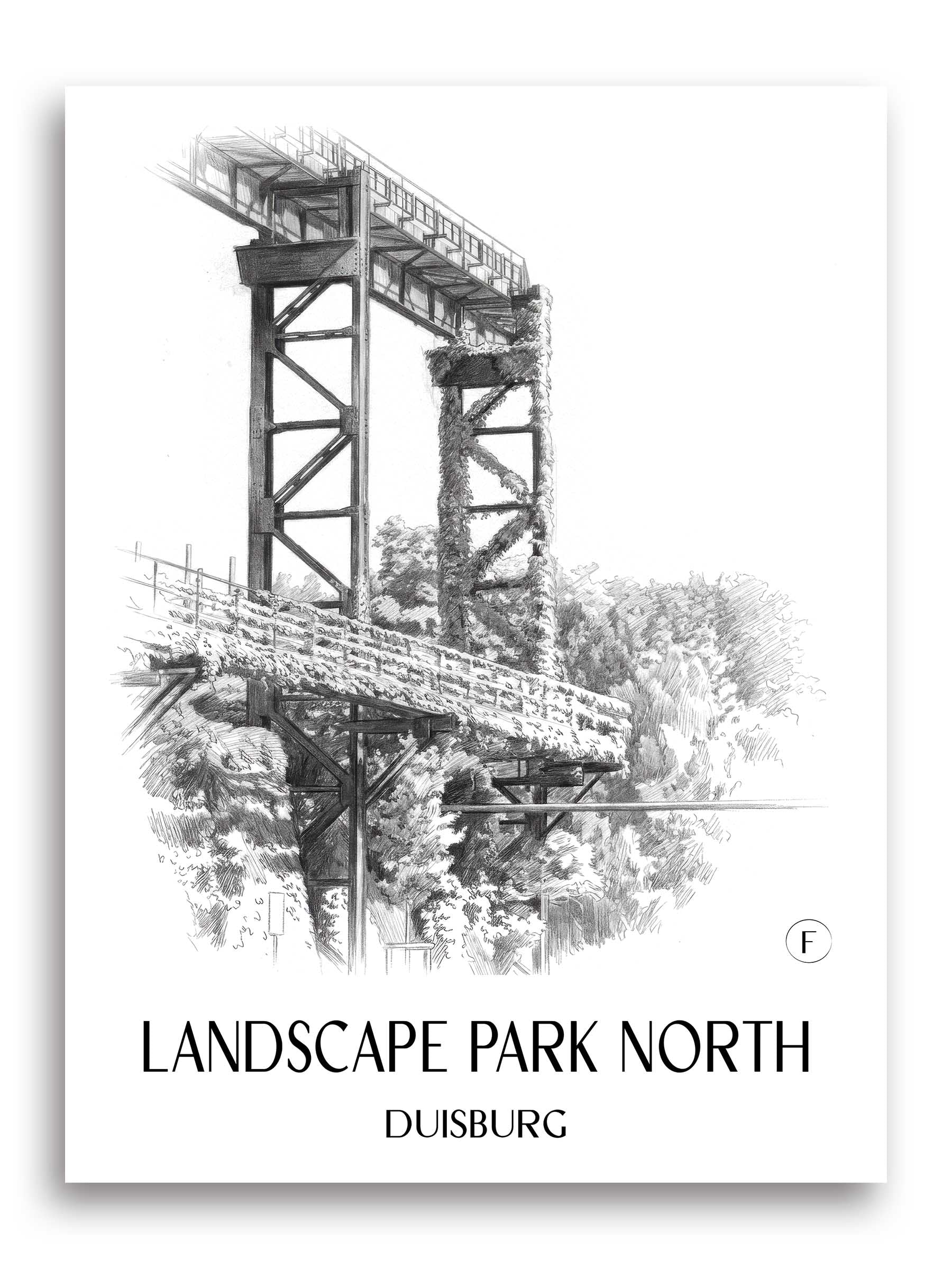 Landschaftspark Nord Poster - Duisburg - Deutschland Kunstdruck - Zeichnung von A4 bis A1