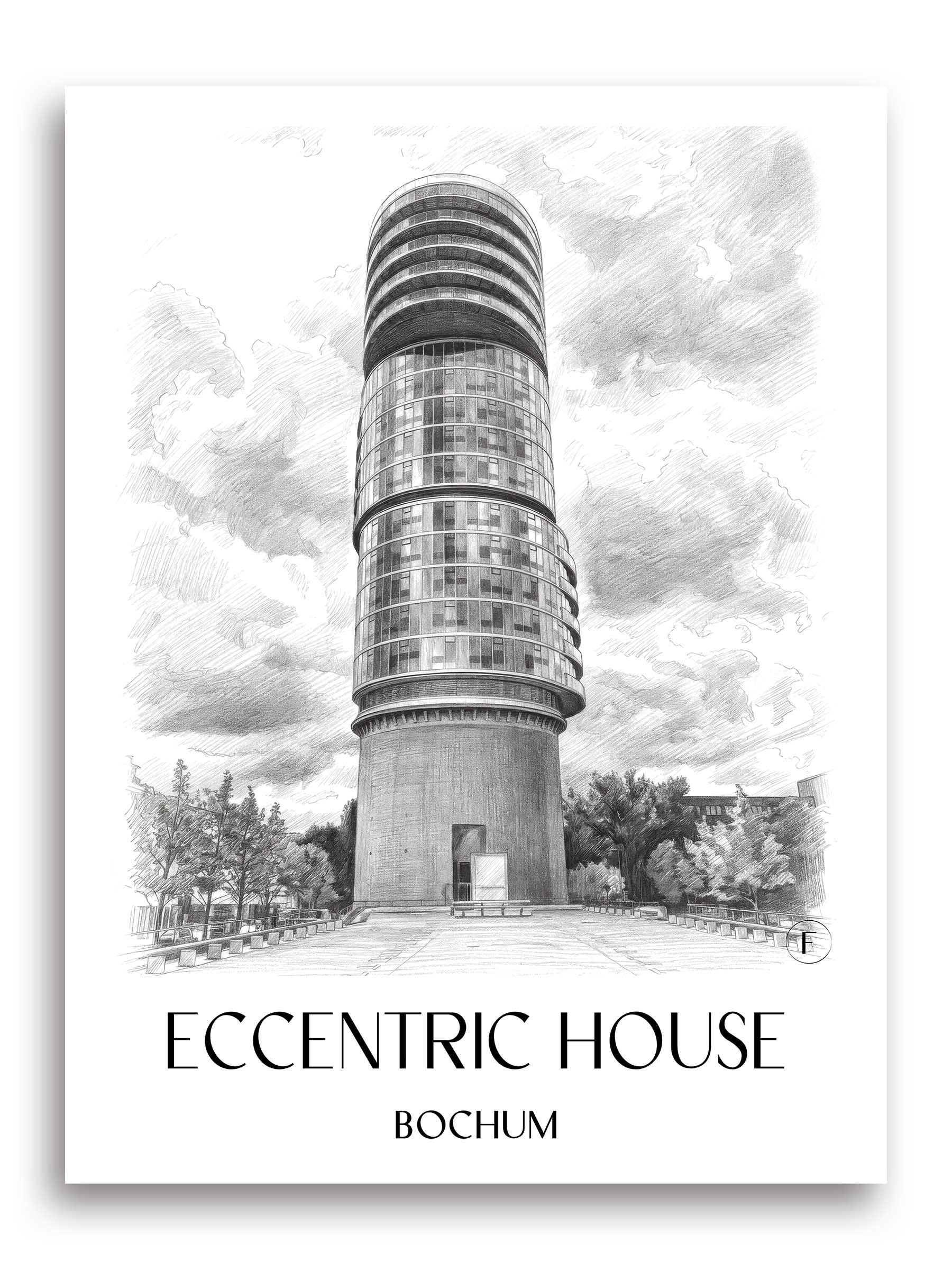 Exzenterhaus Poster - Bochum - Deutschland Kunstdruck - Zeichnung von A4 bis A1