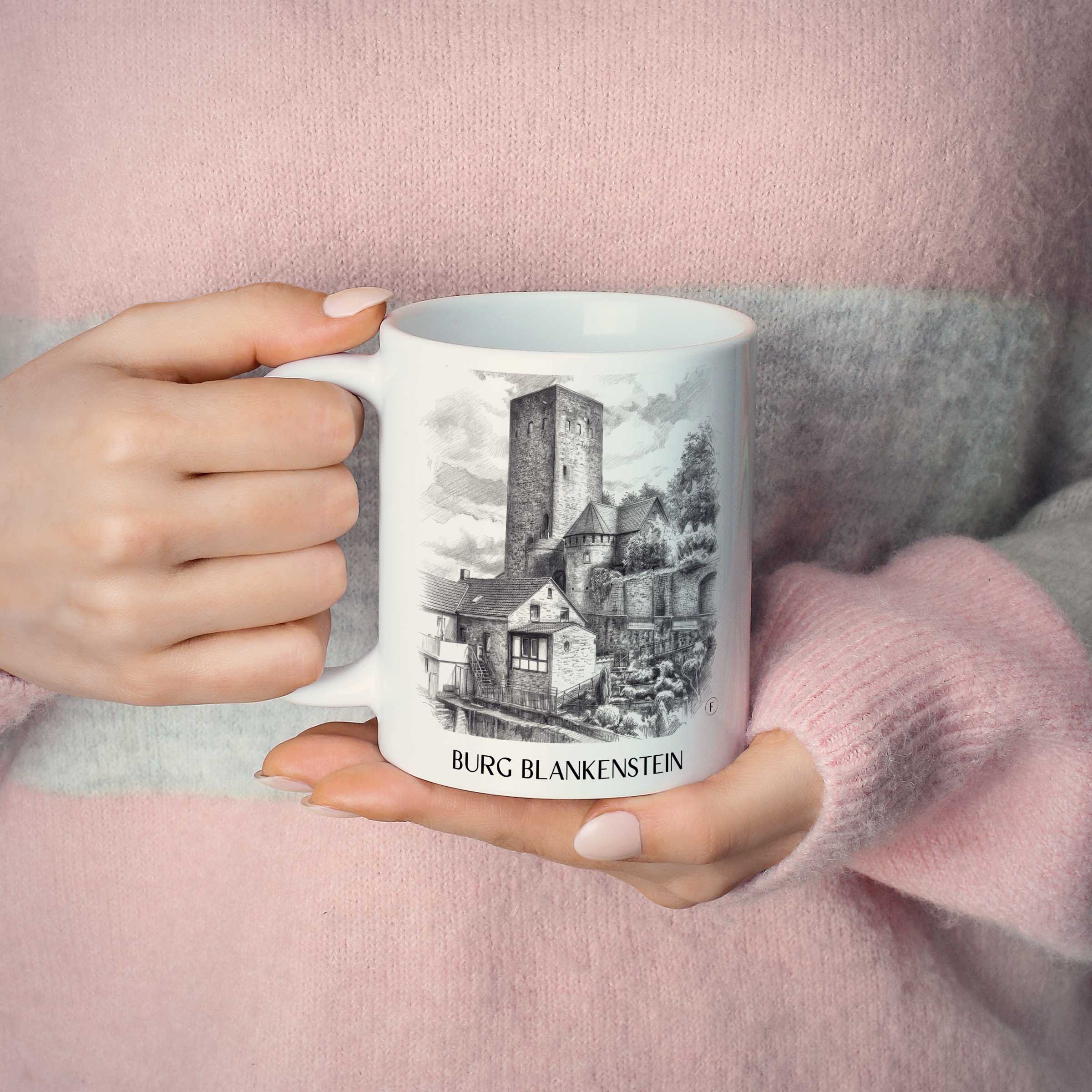 burg-blankenstein-hattingen-deutschland-kaffeebecher-bleistift-zeichnung-drawing